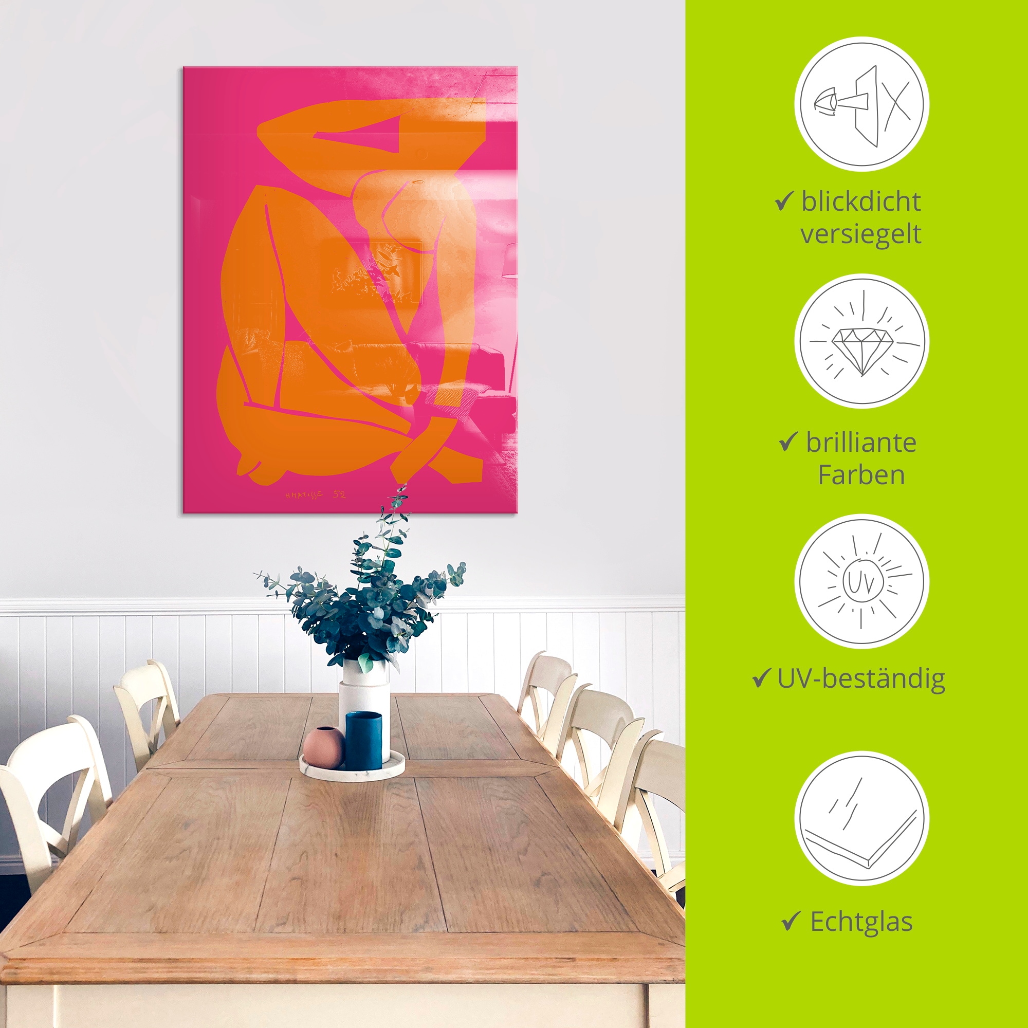 Artland Glasbild »Nu bleu III. 1952« Bilder von Frauen 1 Stk. tlg. in verschiedenen Größen