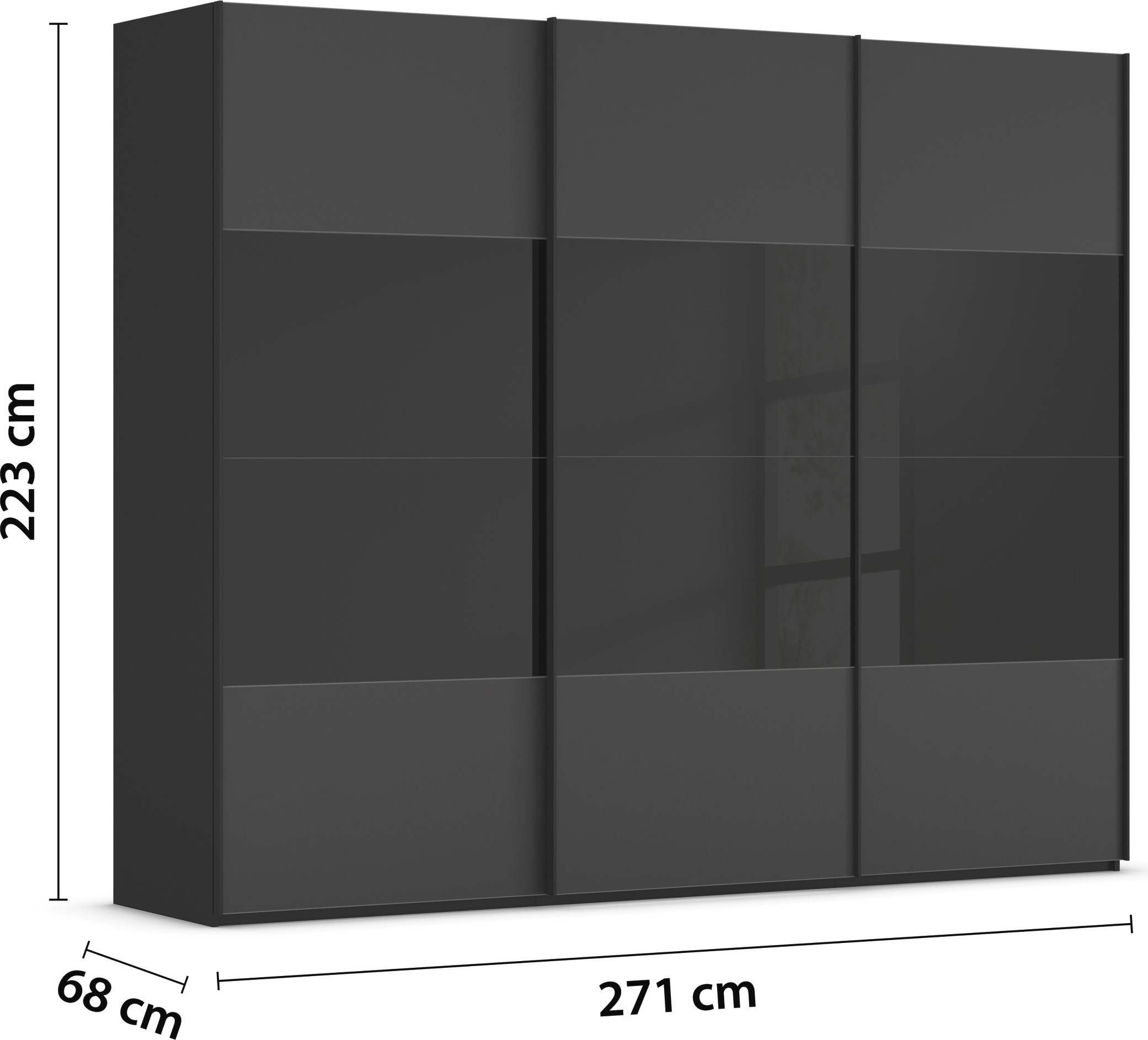 rauch Schwebetürenschrank »Kleiderschrank Schrank Garderobe Schlafzimmerschrank SCALE-FYRA«, edle Türen viergeteilt Glas matt/glänzend viele Farben MADE IN GERMANY
