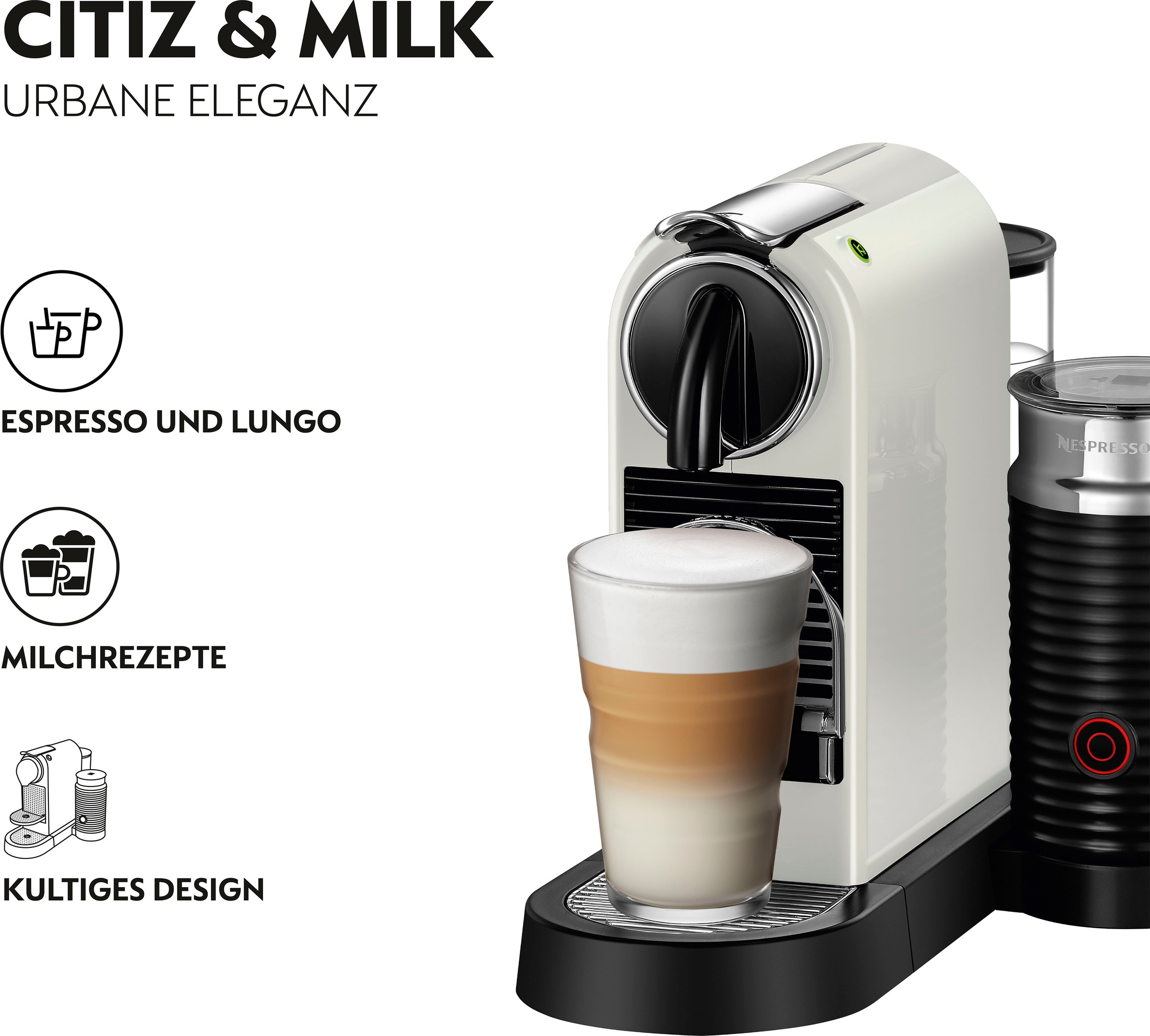 Nespresso Kapselmaschine "CITIZ EN 267.WAE von DeLonghi, White" inkl. Aeroc günstig online kaufen
