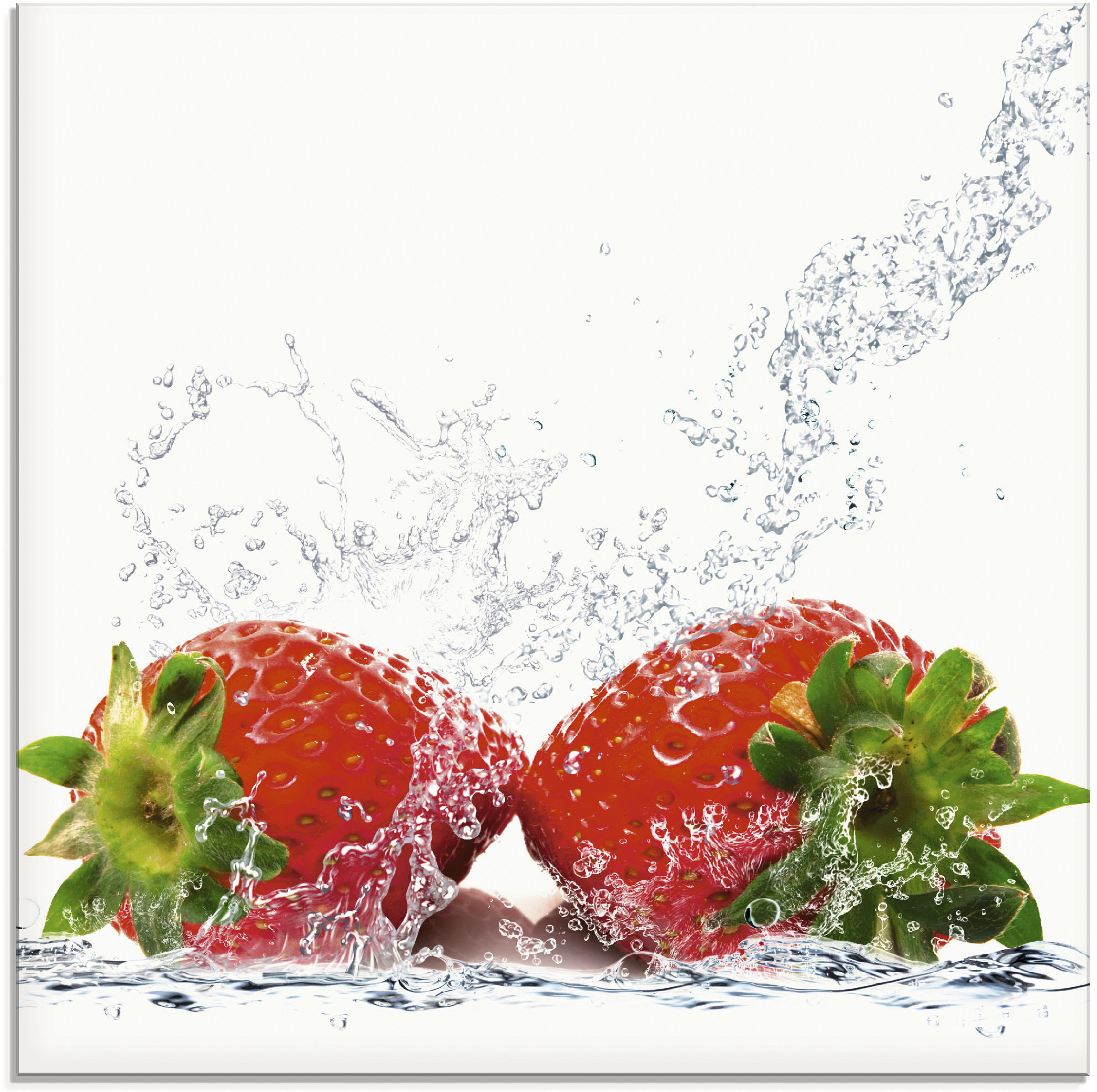 Artland Glasbild "Erdbeeren mit Spritzwasser" Lebensmittel 1 Stk. tlg. in verschiedenen Größen