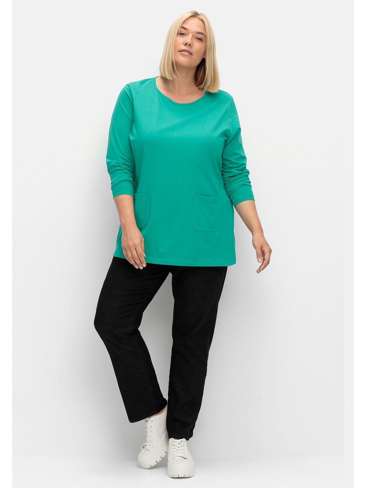 Taschen Sheego online Longshirt aufgesetzten mit BAUR »Große kaufen | Größen«,
