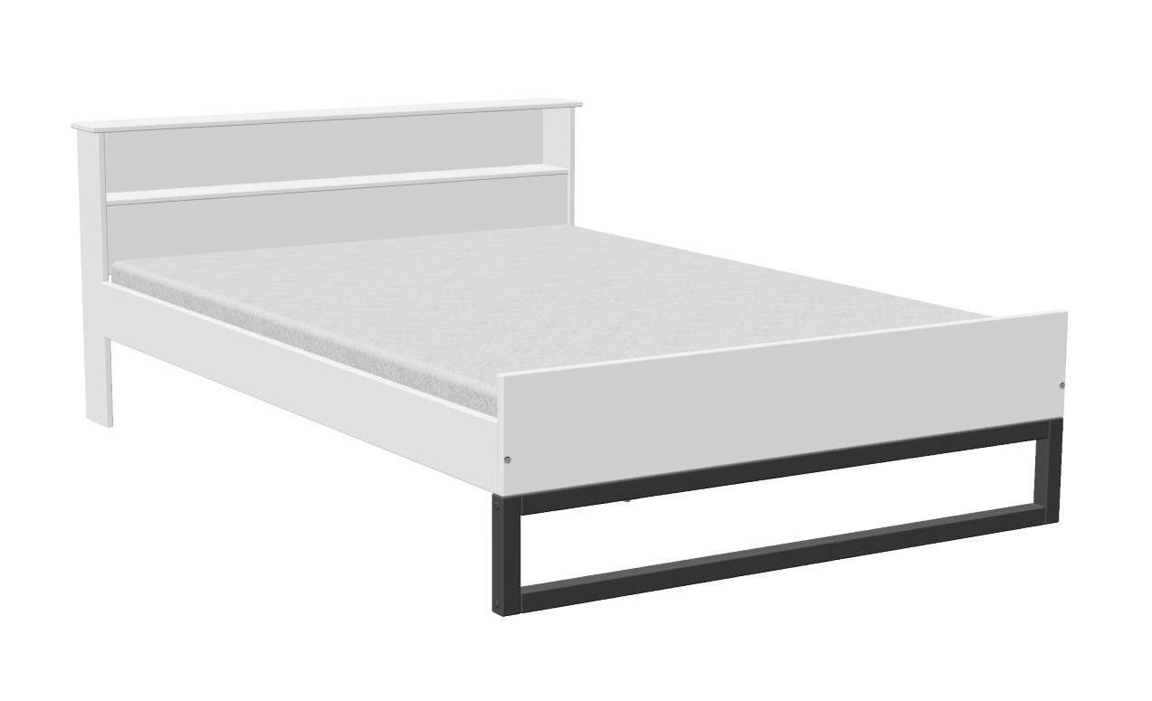 OTTO home Massivholzbett »Pannor, Industrial Design mit Regal, Lattenrost inklusive« Breite Liegefläche 140 oder 180cm,  Kufengestell, bis 200 kg belastbar, FSC-zertifiziert, Made in EU