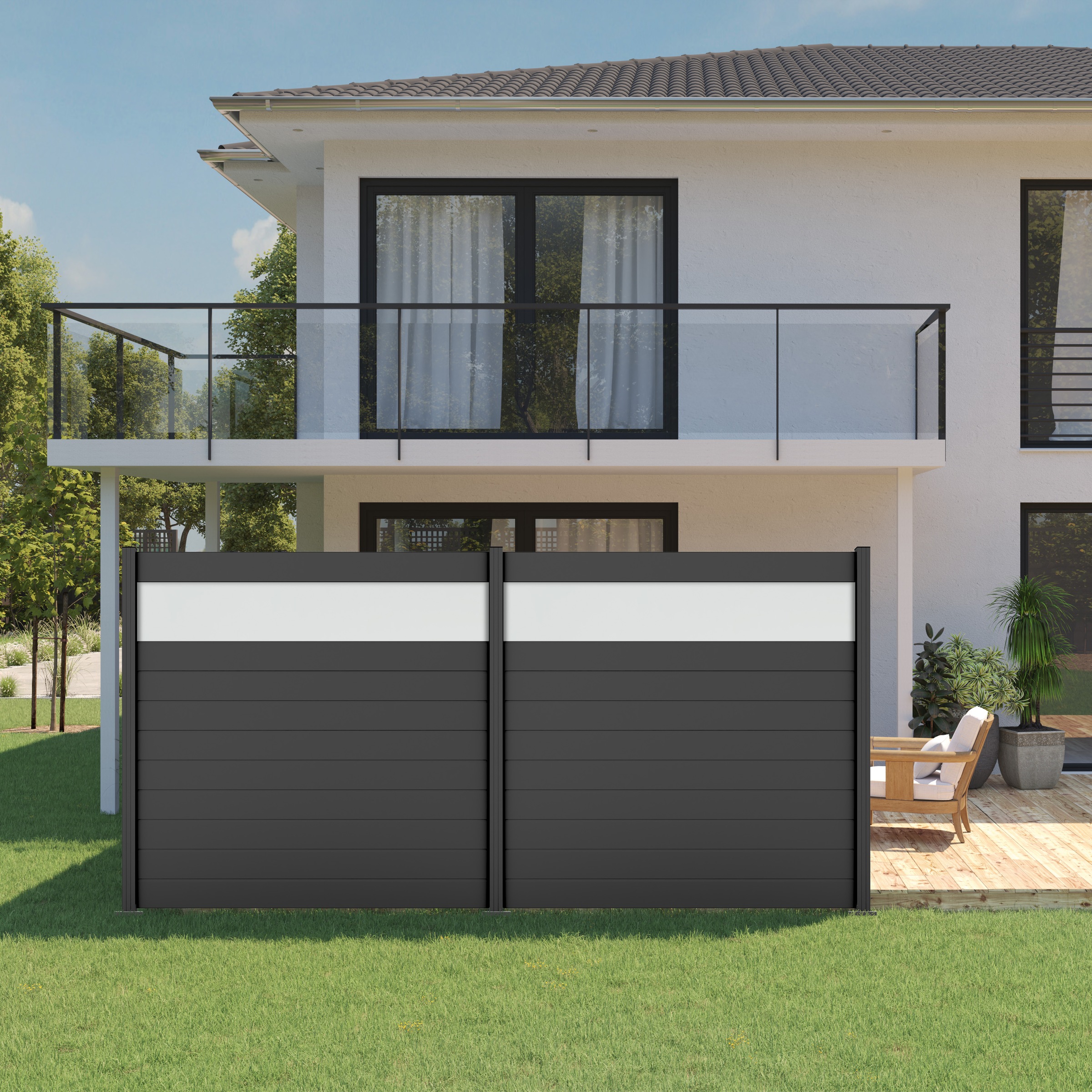STAKET PRO Gartenzaun »Komplettzaun Paneel 150«, LxH: 552,6x187 cm, 3 Elemente á 180 cm Breite + Flächendruck 84