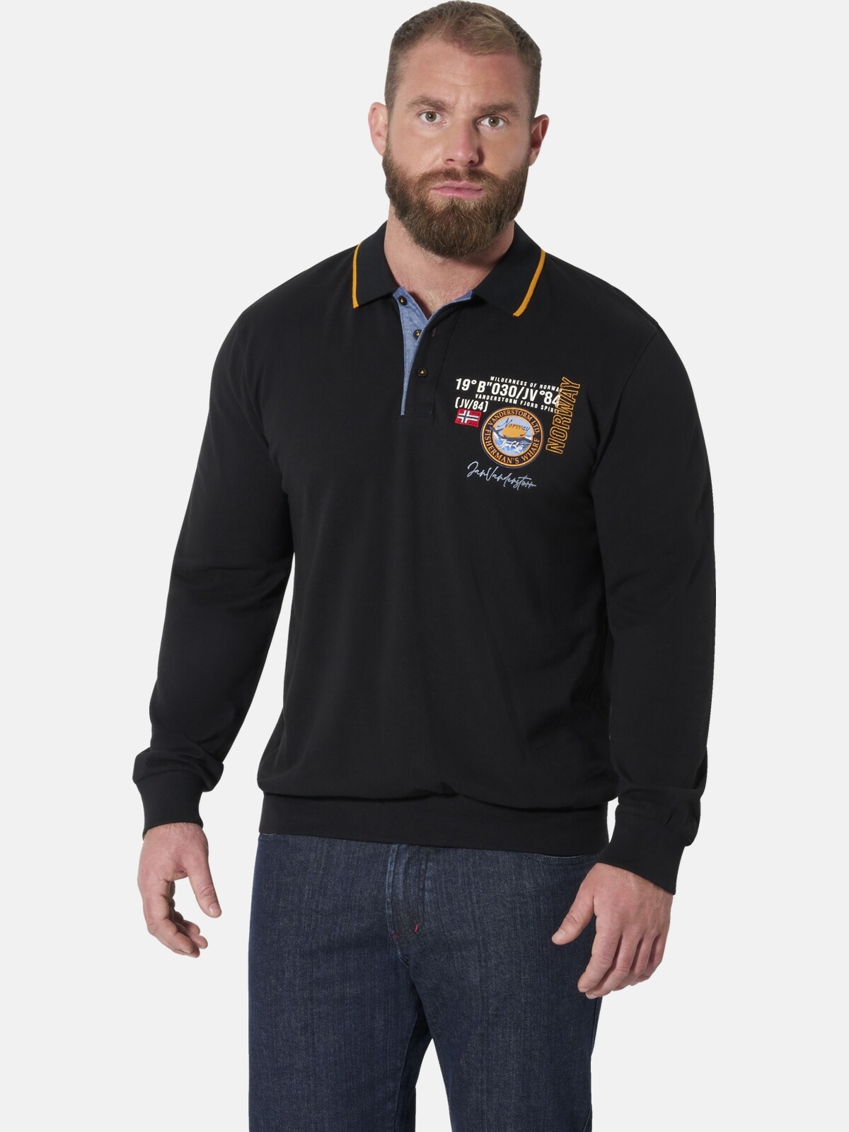 Jan Vanderstorm Langarm-Poloshirt "Langarm-Poloshirt LOKI"