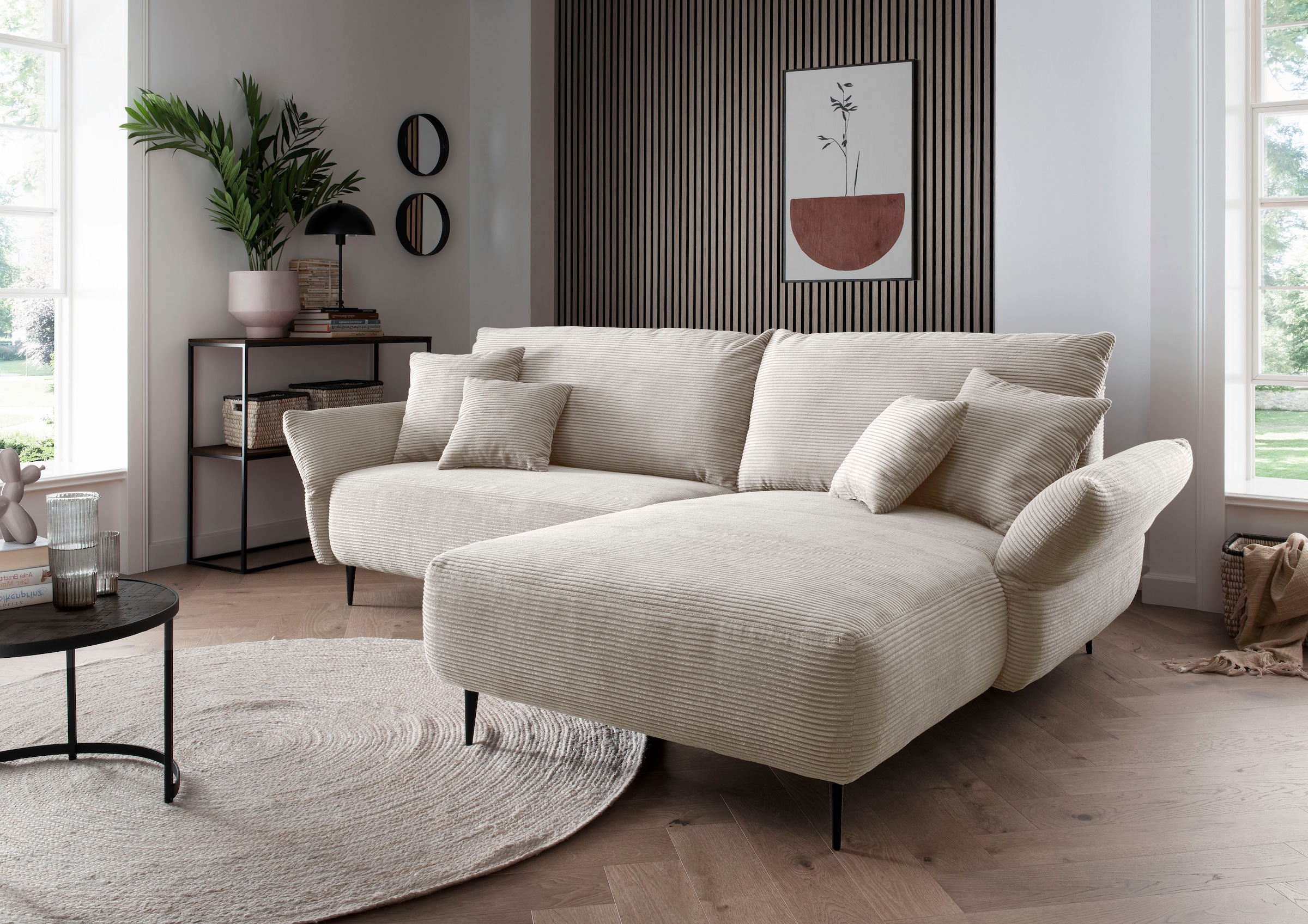 Home affaire Ecksofa "Amarena modern & bequem, verstellbare Armlehnen, L-Form" inklusive Armlehnenverstellfunktion, inkl. 4x Zierkissen
