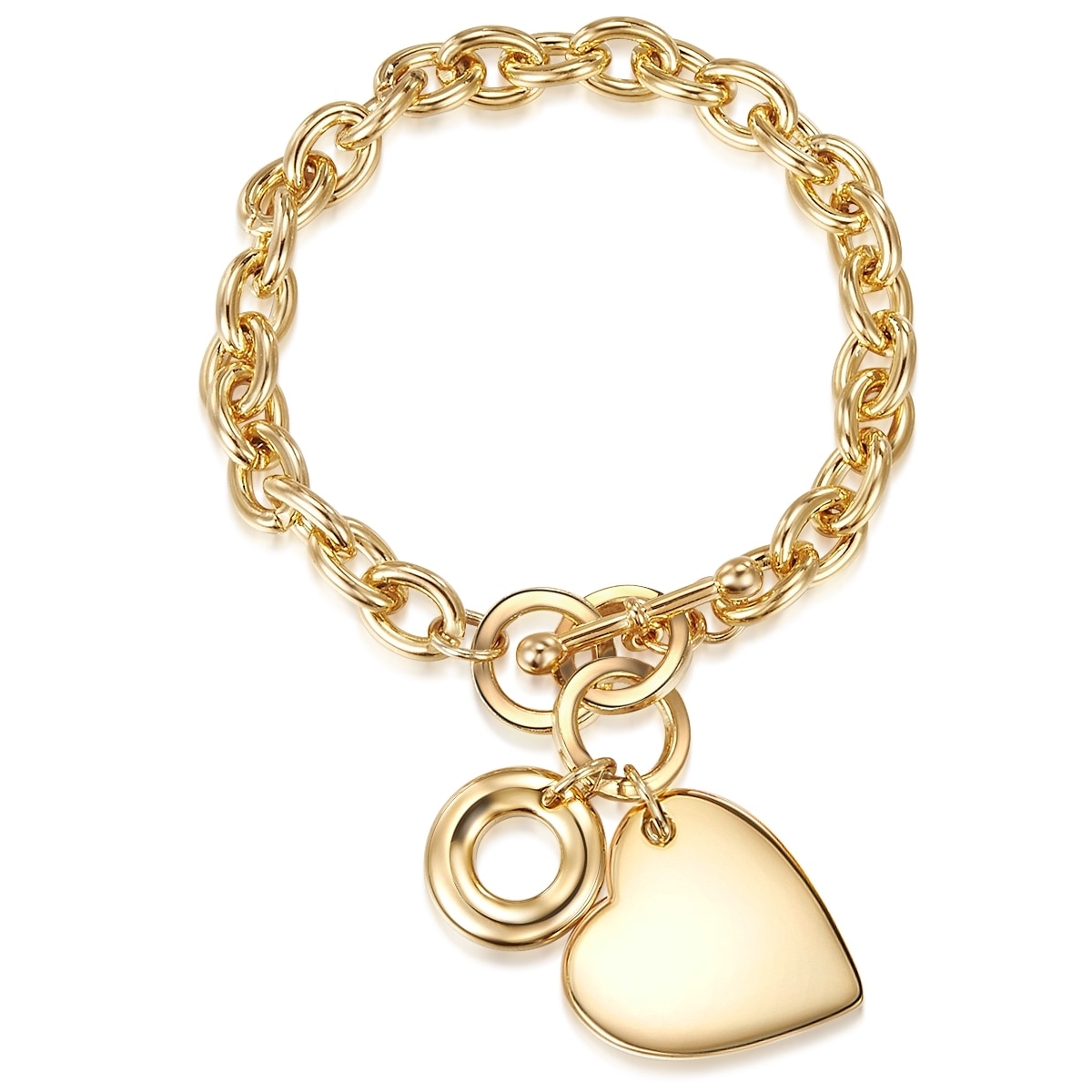 LULU & JANE Damen Gliederarmband "LJ699", Metall, gold, Metall, Armbänder, mit Herz