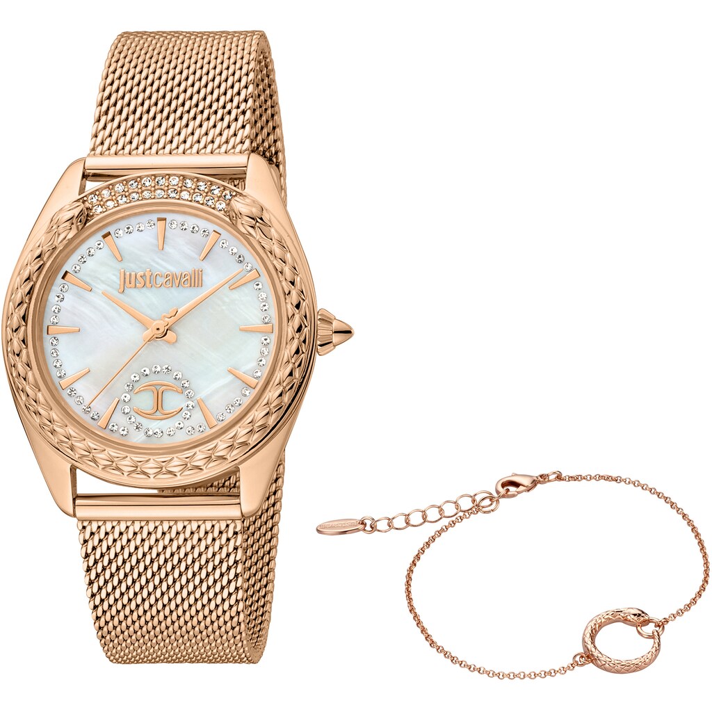 Just Cavalli Time Quarzuhr »JC PRESTIGIO 2, JC1L195M0245«, (Set, 2 tlg., mit Armband)