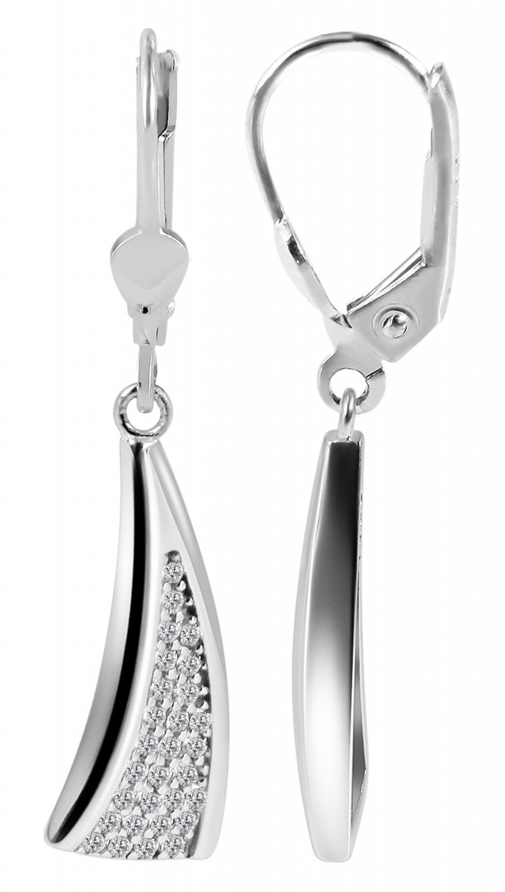Paar Ohrhänger ADELIA´S "Damen Ohrhänger aus poliertem 925 Sterling Silber und Zirkonia", silber, Ohrringe, Damen, Damen, Silber 925 (Sterlingsilber)