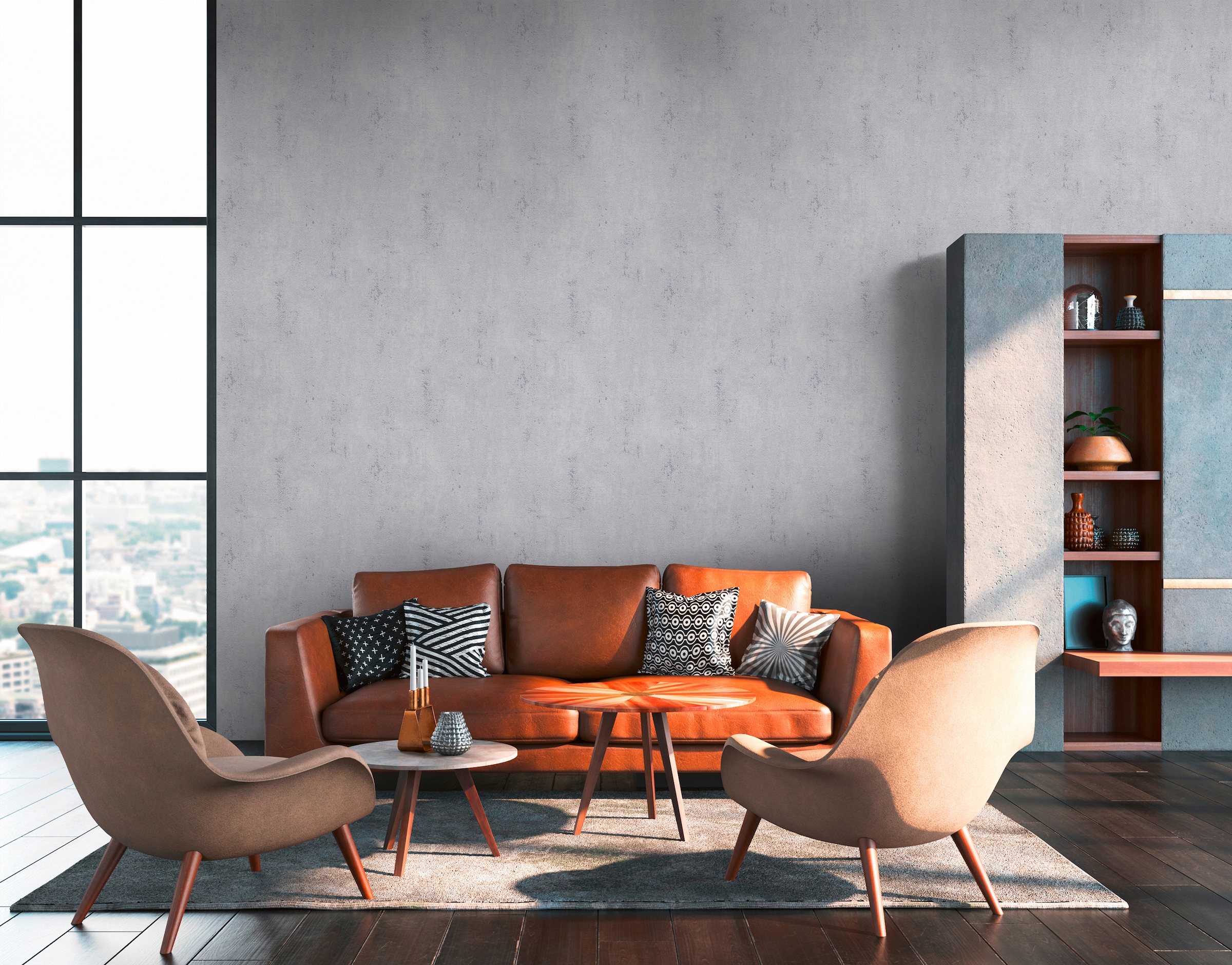 living walls Vliestapete »Metropolitan Stories, Ava New York«, Strukturmuster-gemustert-Motiv, Unitapete Tapete Betonoptik Tapeten Wohnzimmer Schlafzimmer Küche Flur