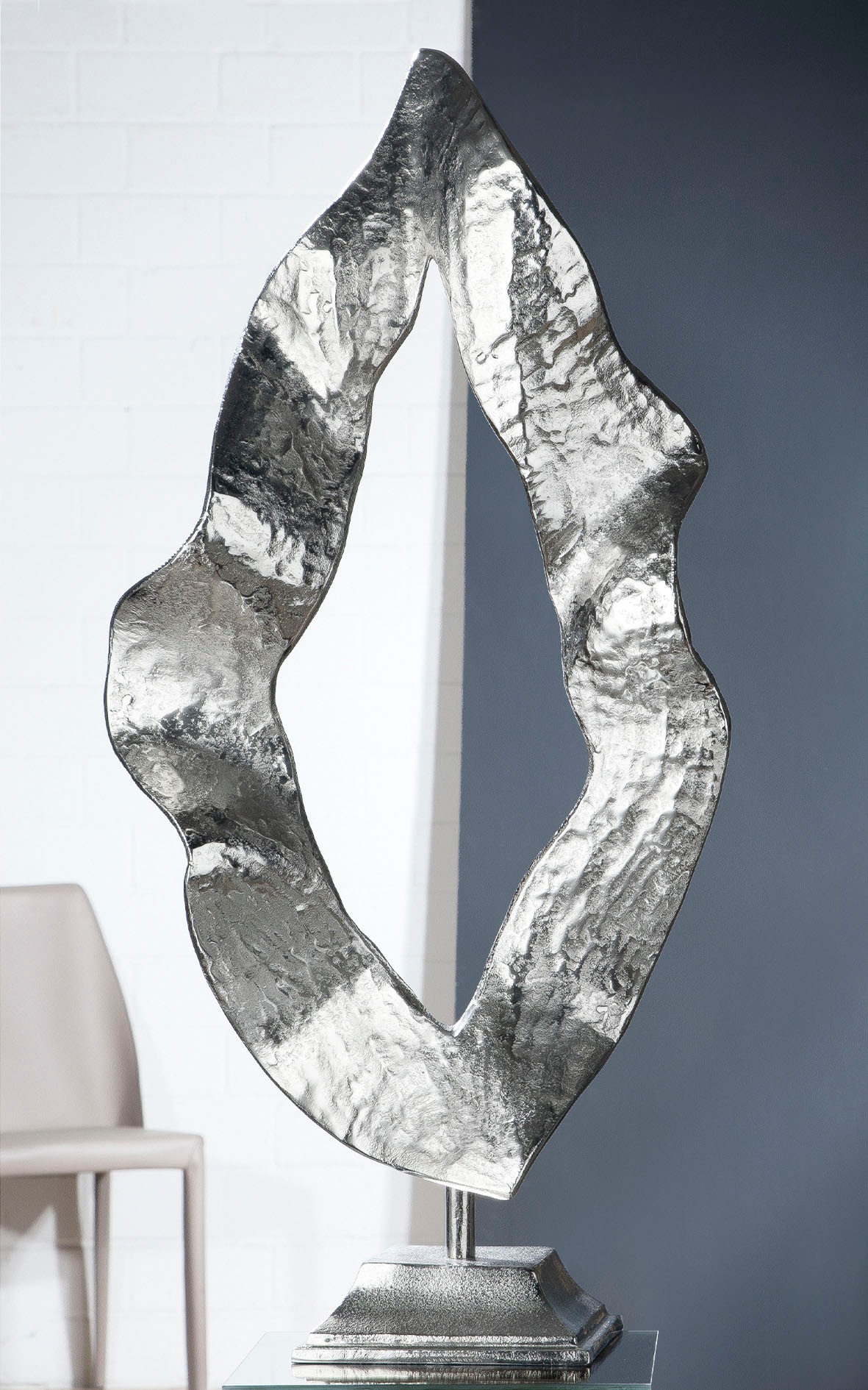 »Skulptur Dekoobjekt Flamme, BAUR | bestellen silber«, Wohnzimmer GILDE Metall, 81 Höhe cm, aus