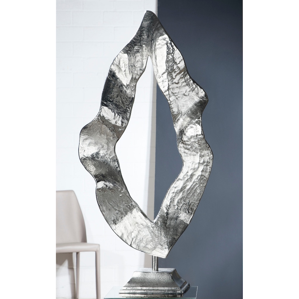 GILDE Dekoobjekt »Skulptur Flamme, silber«, Höhe 81 cm, aus Metall, Wohnzimmer