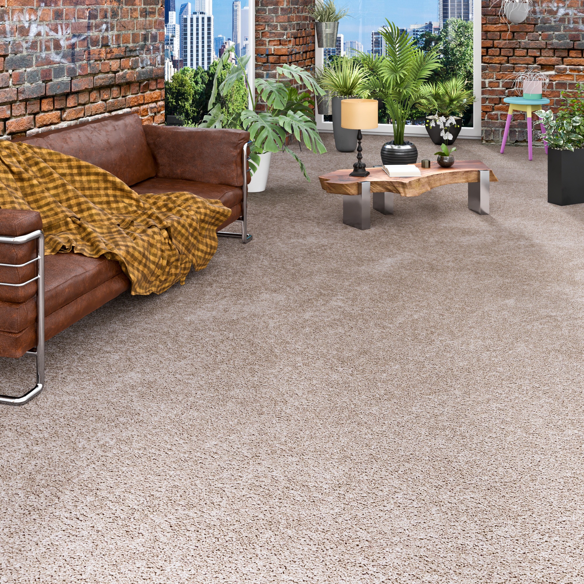 Teppichboden MY HOME "Rava, Velours, Gesamthöhe 16 mm", beige (taupe), B:400cm L:650cm, Kunstfaser, Teppiche, Uni Farben, Breite 400 cm, weich, strapazierfähig, Wohnzimmer
