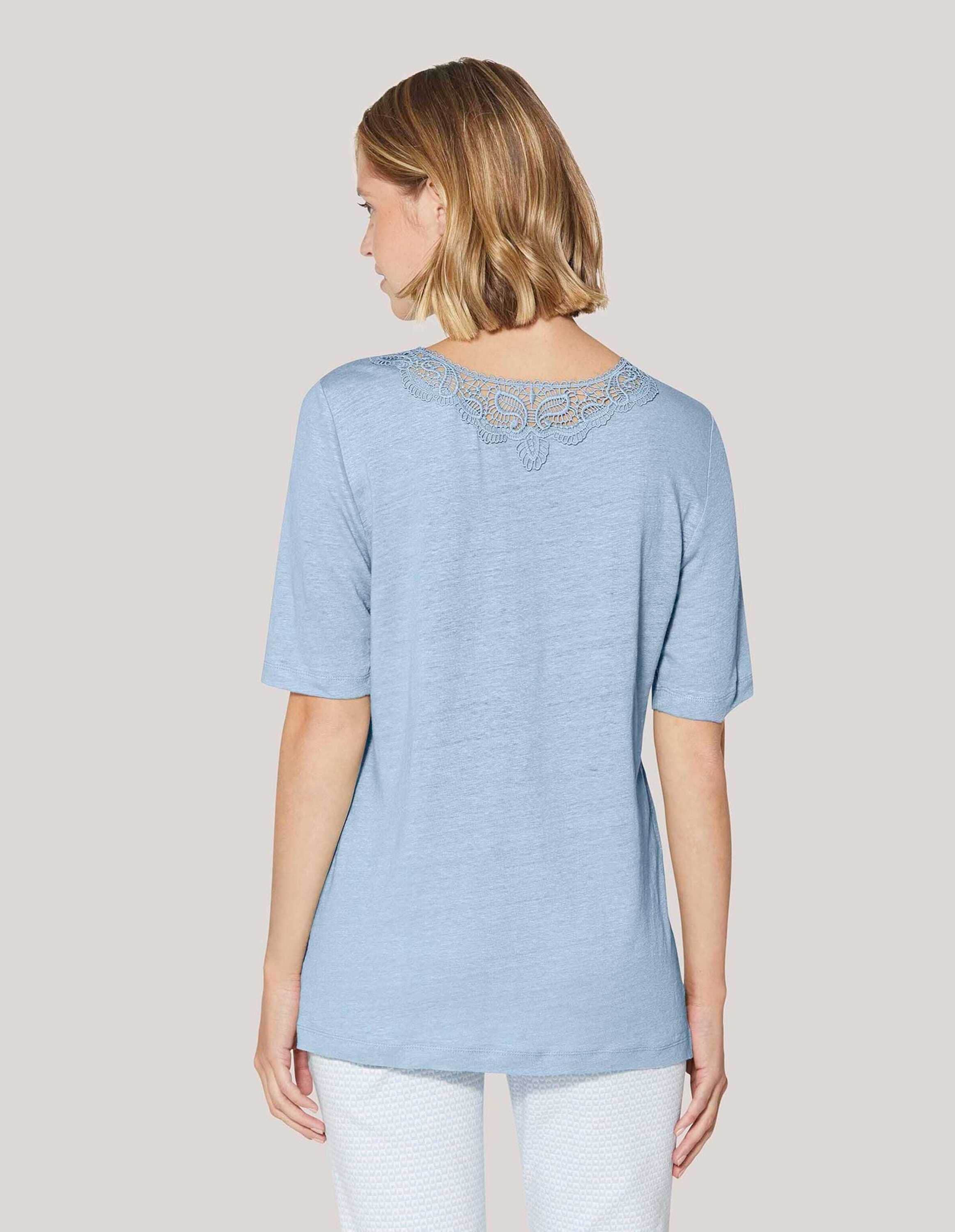 MADELEINE Kurzarmshirt »Shirt Kurzarm-Shirt aus Leinen mit feinem Spitzen-Akzent«