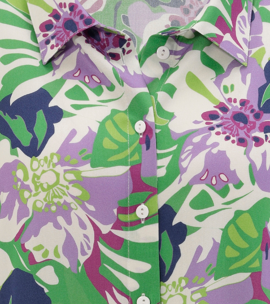 Aniston SELECTED Hemdbluse, mit farbenharmonischen Blüten- und Blätterdruck