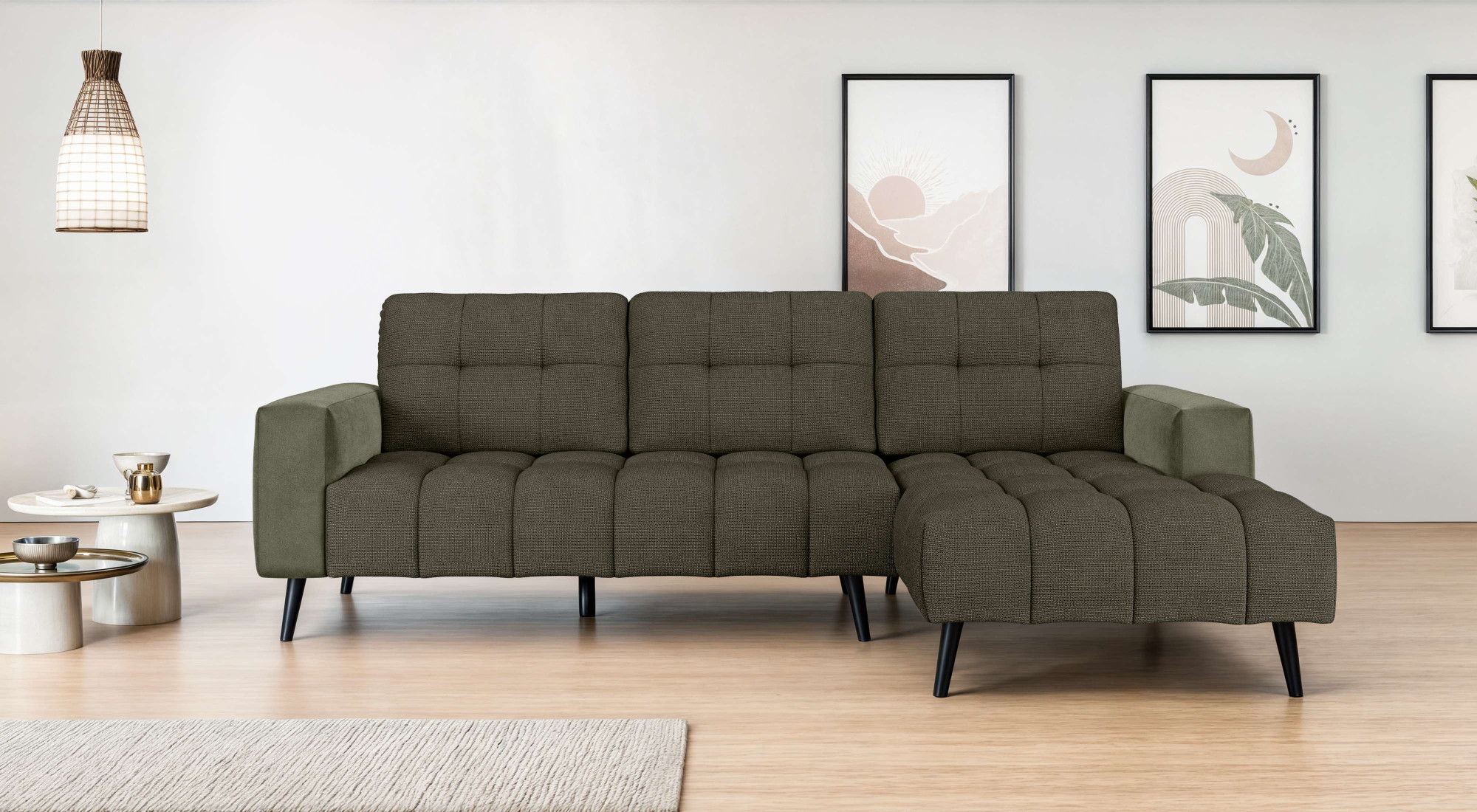 Home affaire Ecksofa "SERINE mit Recamiere rechts/links bestellbar, Maße B/H/T 253/91/161 cm" L-Form mit Wellenunterfederung, 3 Rückenkissen, ohne Bettfunktion