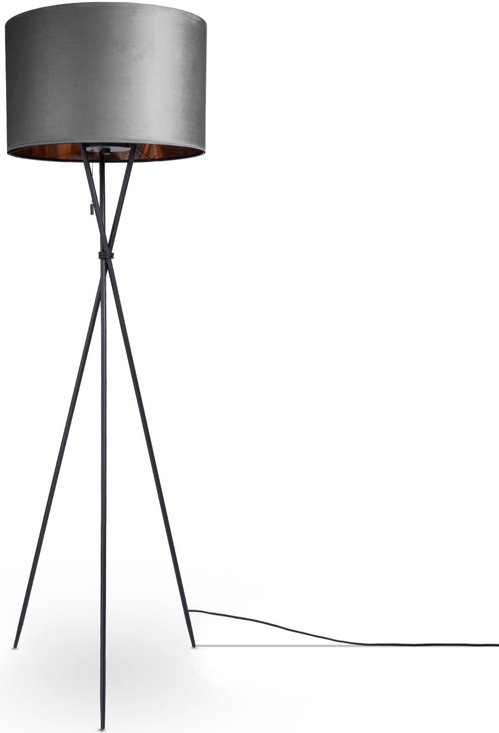 Paco Home Stehlampe »Naomi uni Color«, Leuchtmittel E27 | ohne Leuchtmittel, Wohnzimmer Höhenverstellbar 121,5 bis 176,5 cm Zugschalter Velour