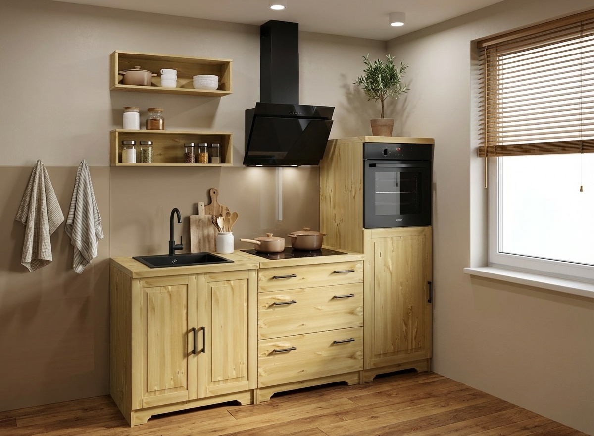 Home affaire Küchenzeile "Meliss" aus massiver Kiefer, mit Soft-Close-Funktion, 5-teiliges Set