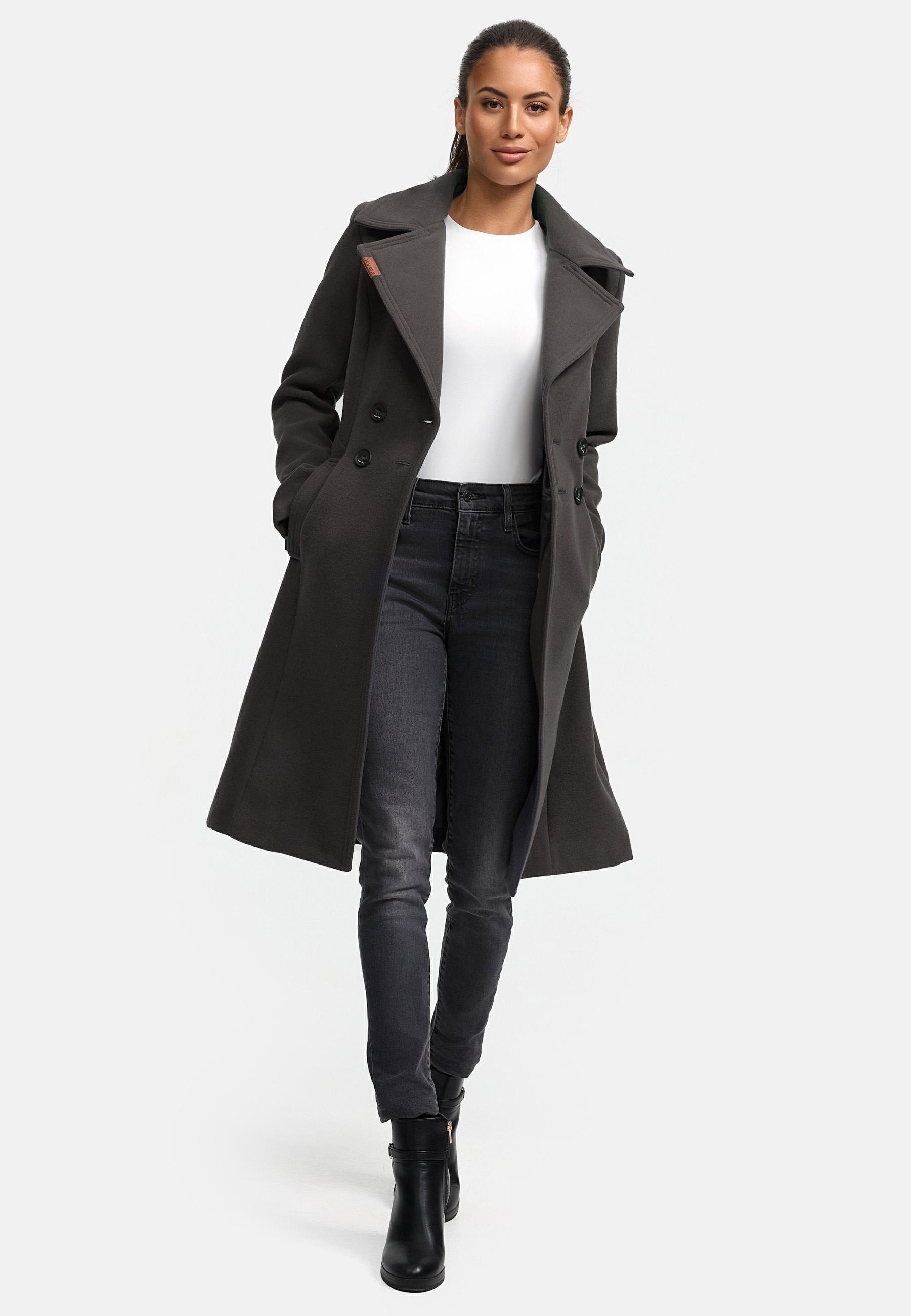 Navahoo Wintermantel »Wooly«, edler Damen Trenchcoat in Wollmantel-Optik