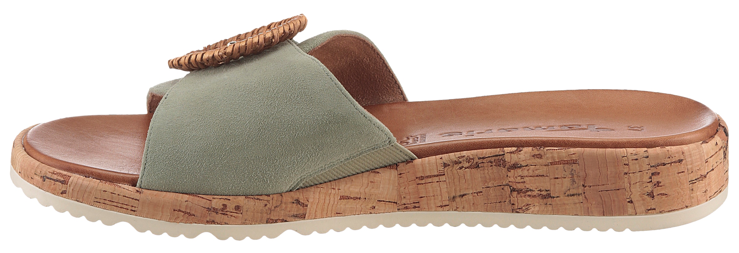 Tamaris Pantolette, Keilabsatz, Sommerschuh, Schlupfschuh mit hübscher Zierschnalle