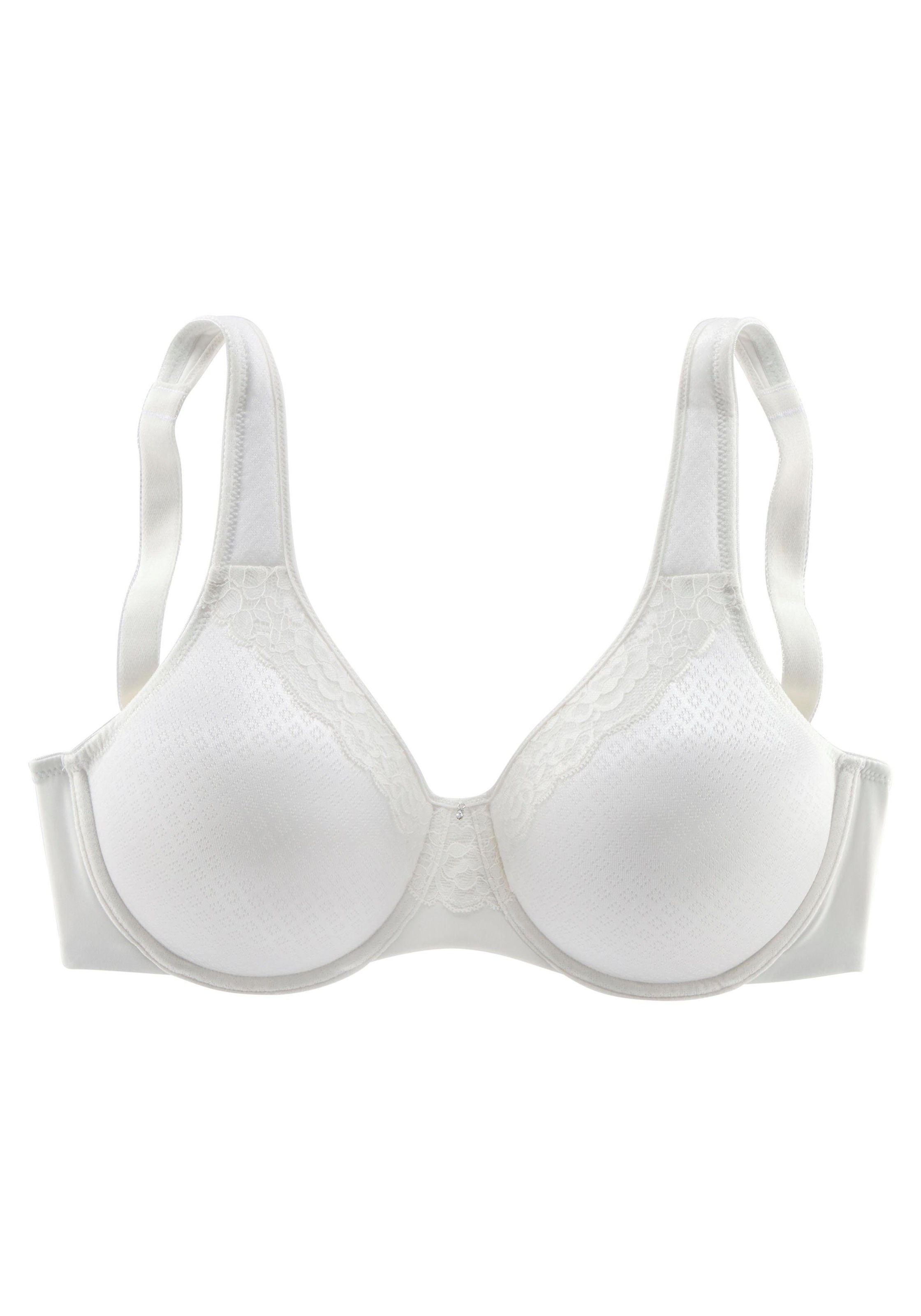 Damen Minimizer-BH, NUANCE BY LASCANA, Gr. 85, beige, Netz, Obermaterial: 85% Polyamid, 15% Elasthan, BHs, mit Bügel & Spitzenborte – ideal für große