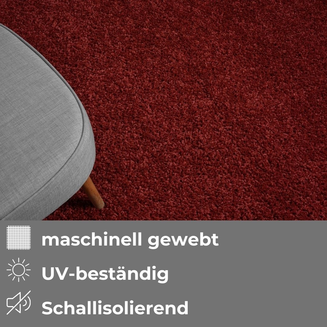 Hochflor-Teppich OTTO HOME "Banji", rot (weinrot), B:80cm H:37mm L:300cm, Polypropylen (PP), Teppiche, Uni Farben, weich und flauschig, auch als Läufer & in rund erhältlich 3