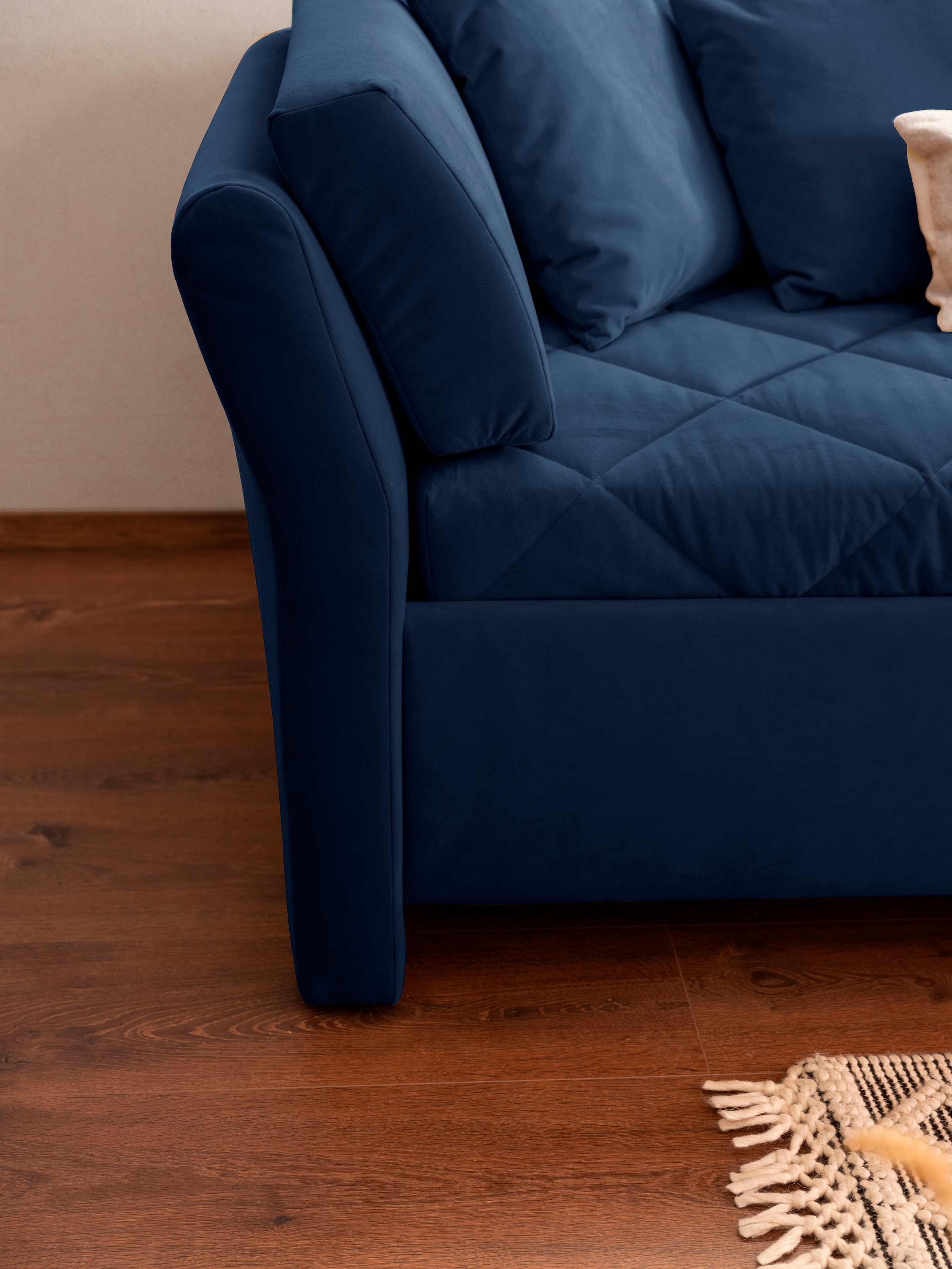 alina Schlafsofa, Bettkasten, Zierkissen-Set aus: 2 Stk. 40x40cm, 1 Stk. 30x30cm