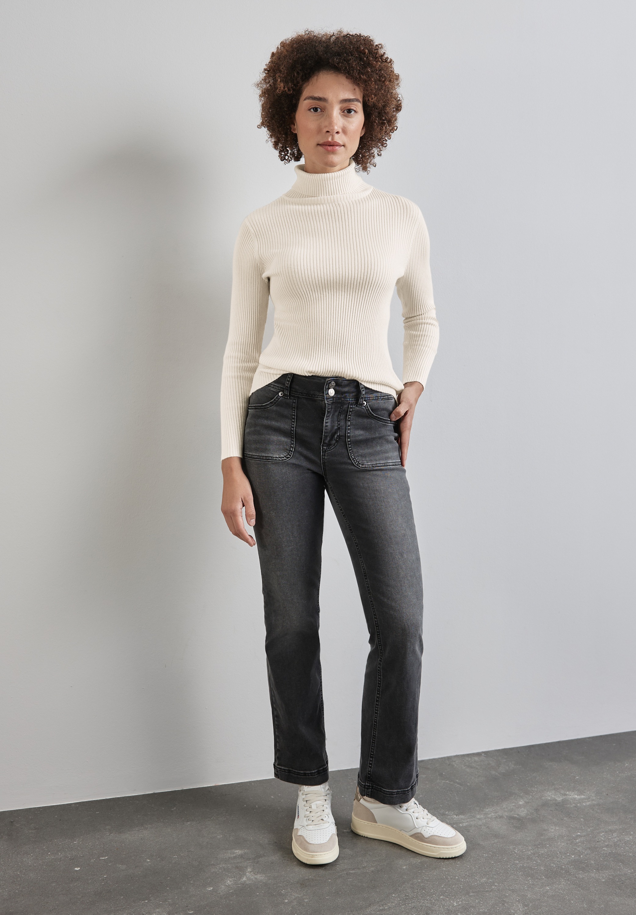 STREET ONE Rollkragenpullover, mit Rippstruktur
