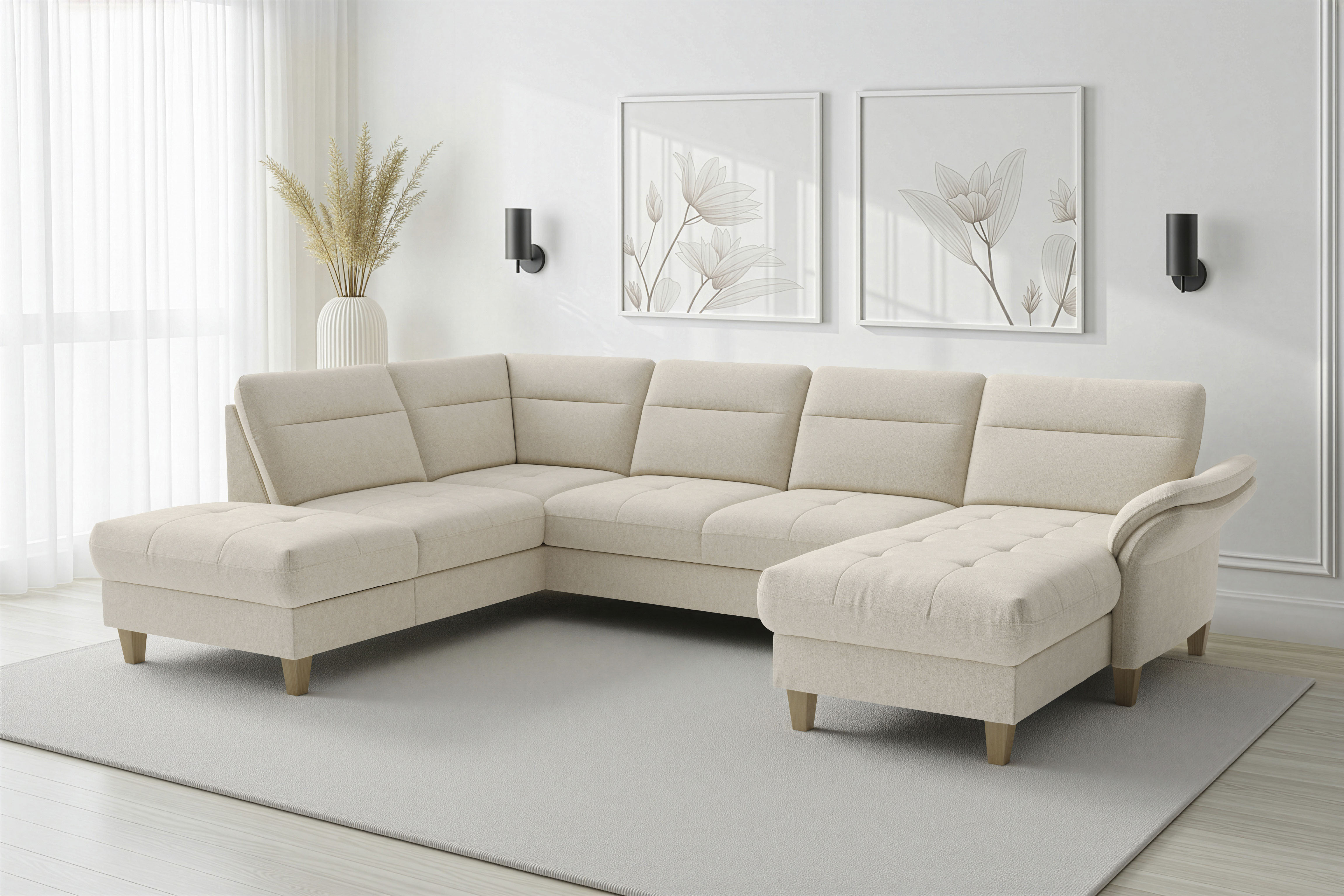 sit&more "Pamela U-Form, B: 292 cm, optional Schlaffunktion & Bettkasten" mit Federkern und Liegefläche aus Originalstoff