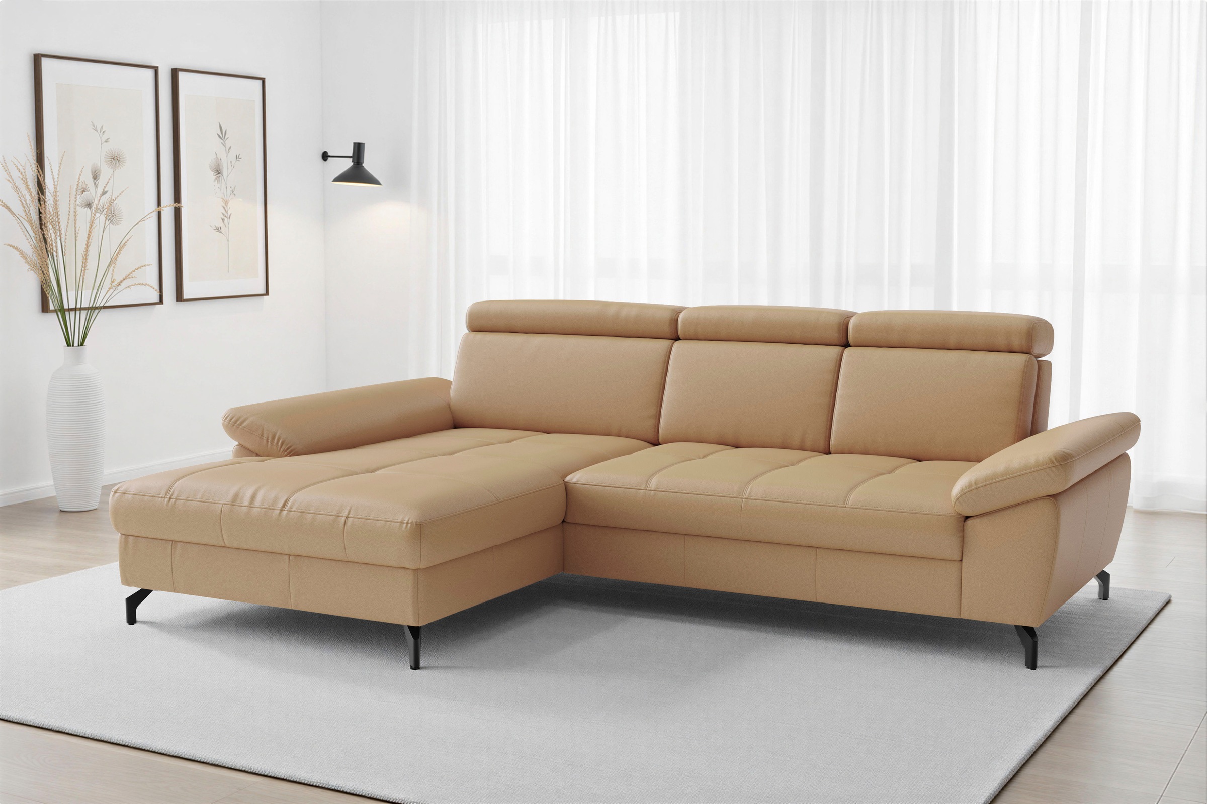 sit&more "Vanity L-Form, Leder, B: 264 cm, mit Sitz-, Kopf u. Armteilverstellung" Couch optional mit Schlaffunktion & Bettkasten, in Leder
