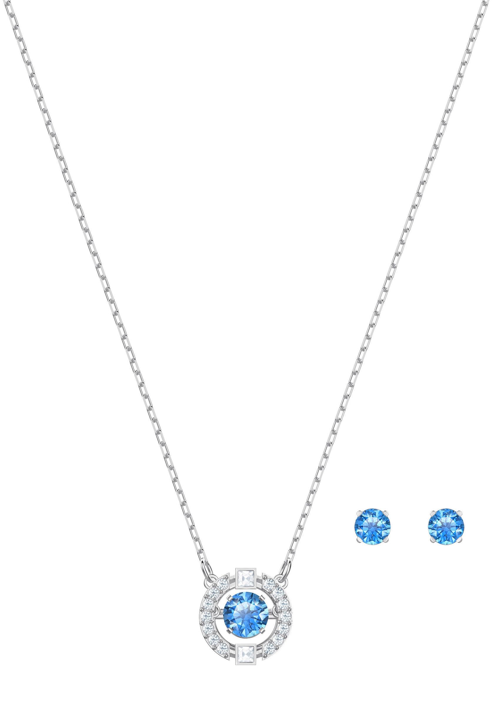 Swarovski Ohrring und Ketten bestellen (Set, 5480485«, | Kristallen mit 3 Set tlg.), blau, BAUR Swarovski® Dance Round, online »Sparkling rhodiniert