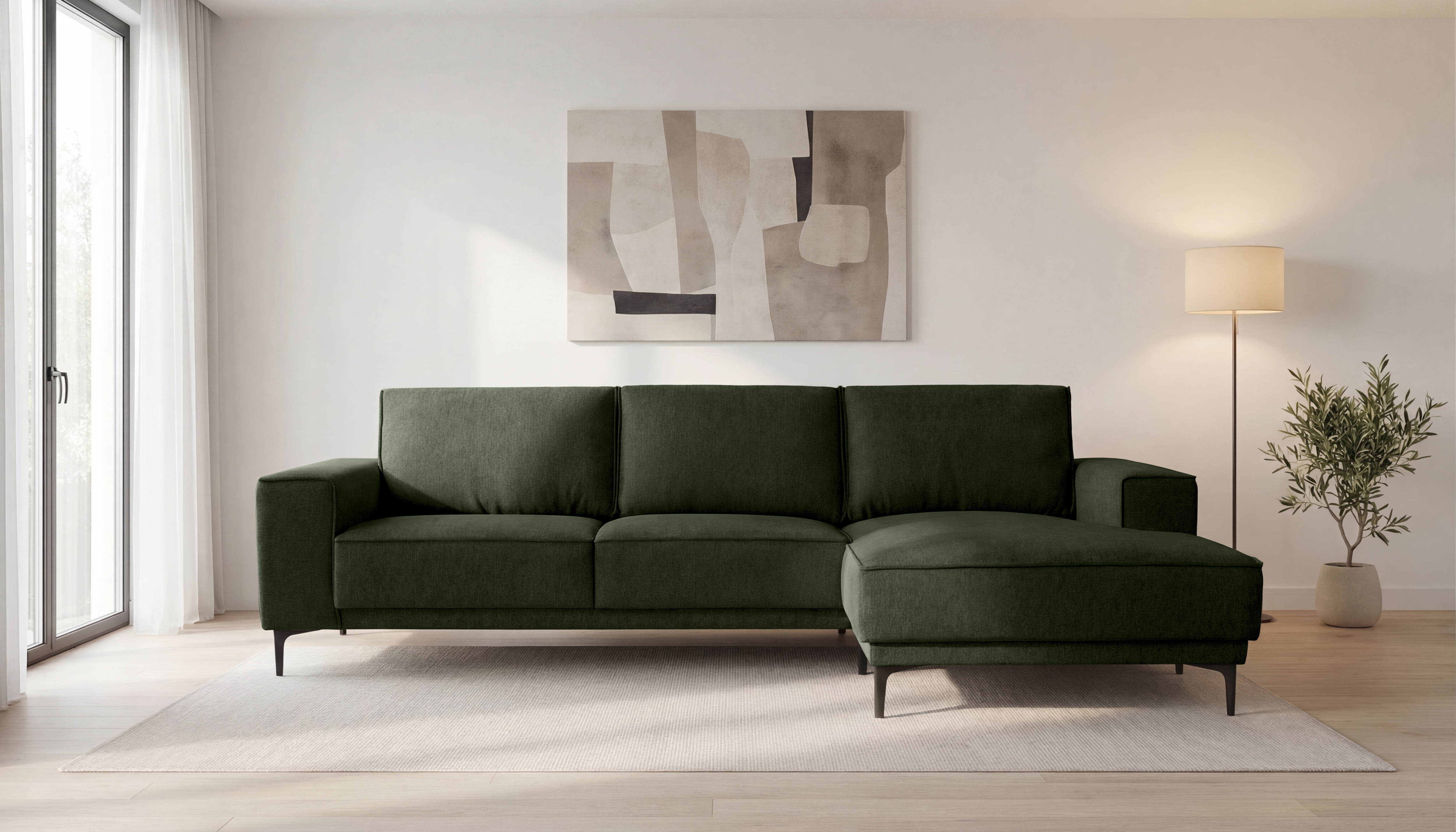 OTTO home Ecksofa "OLAND Struktur L-Form, B: 280 cm, Skandi-Design" L-Form, 280 cm, Wellenunterfederung, Skandi-Design, Metallfüße