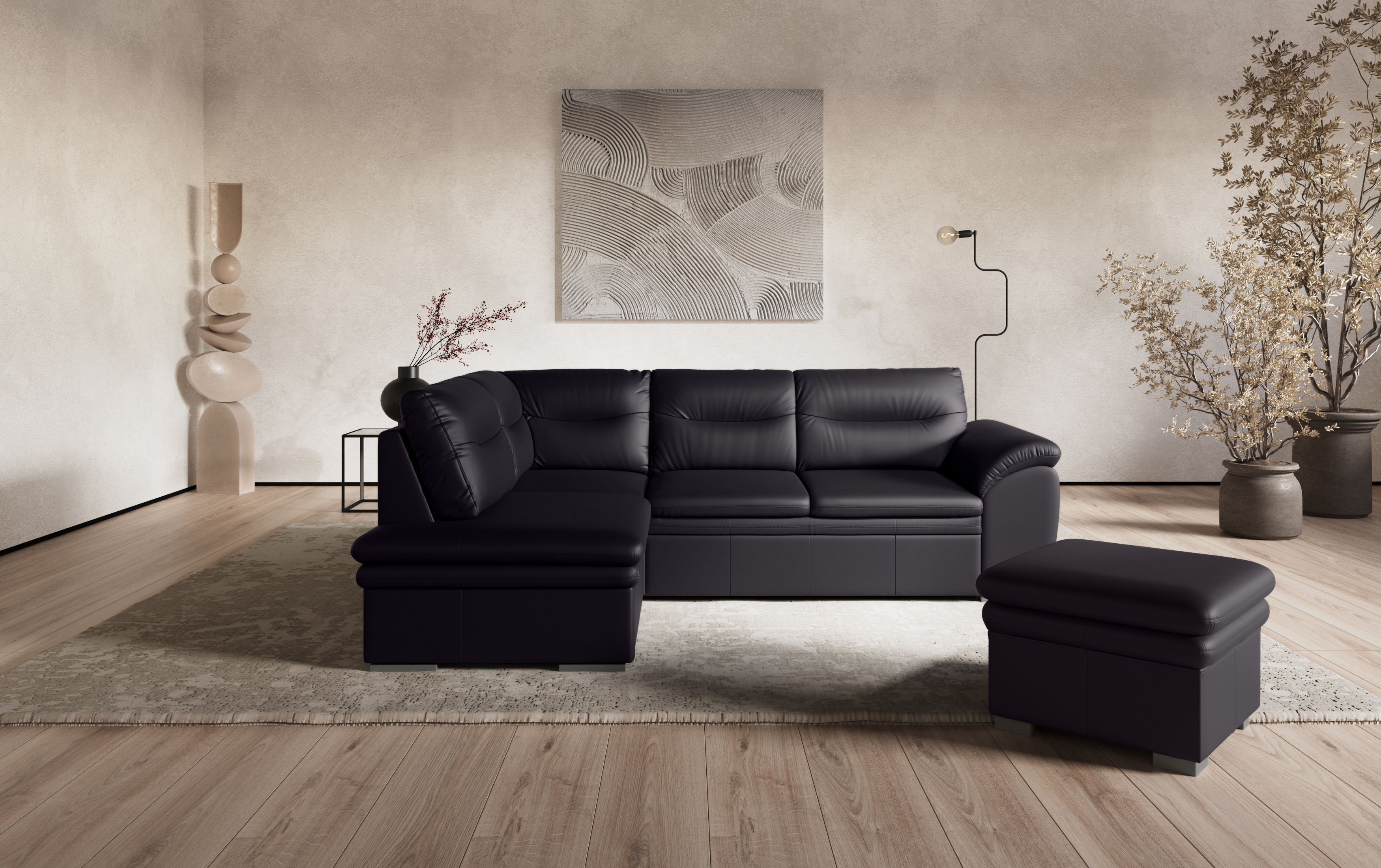 COTTA Ecksofa "Leandra L-Form" wahlweise mit Schlaffunktion & Bettkasten