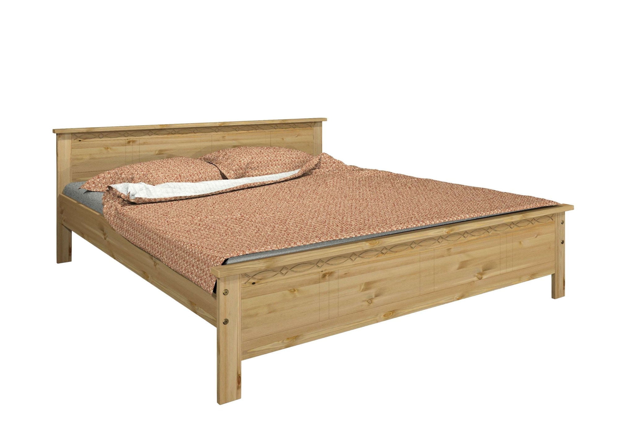 Home affaire Massivholzbett »Indra, TOPSELLER, Landhausstil, edles Design,zertifiziertes Massivholz«, (Breite/Belastbarkeit 180cm/220 KG, 140cm/180 KG, 90cm/120 KG), mit dekorativen Fräsungen, in 2 Breiten und Farben