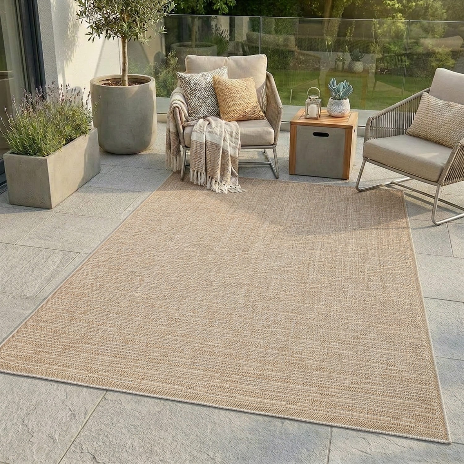Carpet City Outdoorteppich »Outdoor 789 , auch in rund« rechteckig 5 mm Höhe Witterungsbeständig für Balkon, Terrasse, In und Outdoor, Sisal Optik