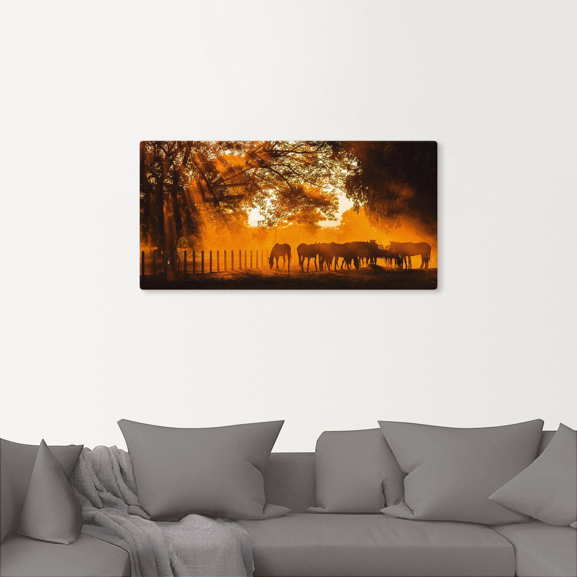 Artland Wandbild »Goldenes Licht auf der Pferdewiese«, Haustiere, (1 St.), als Leinwandbild in verschied. Größen