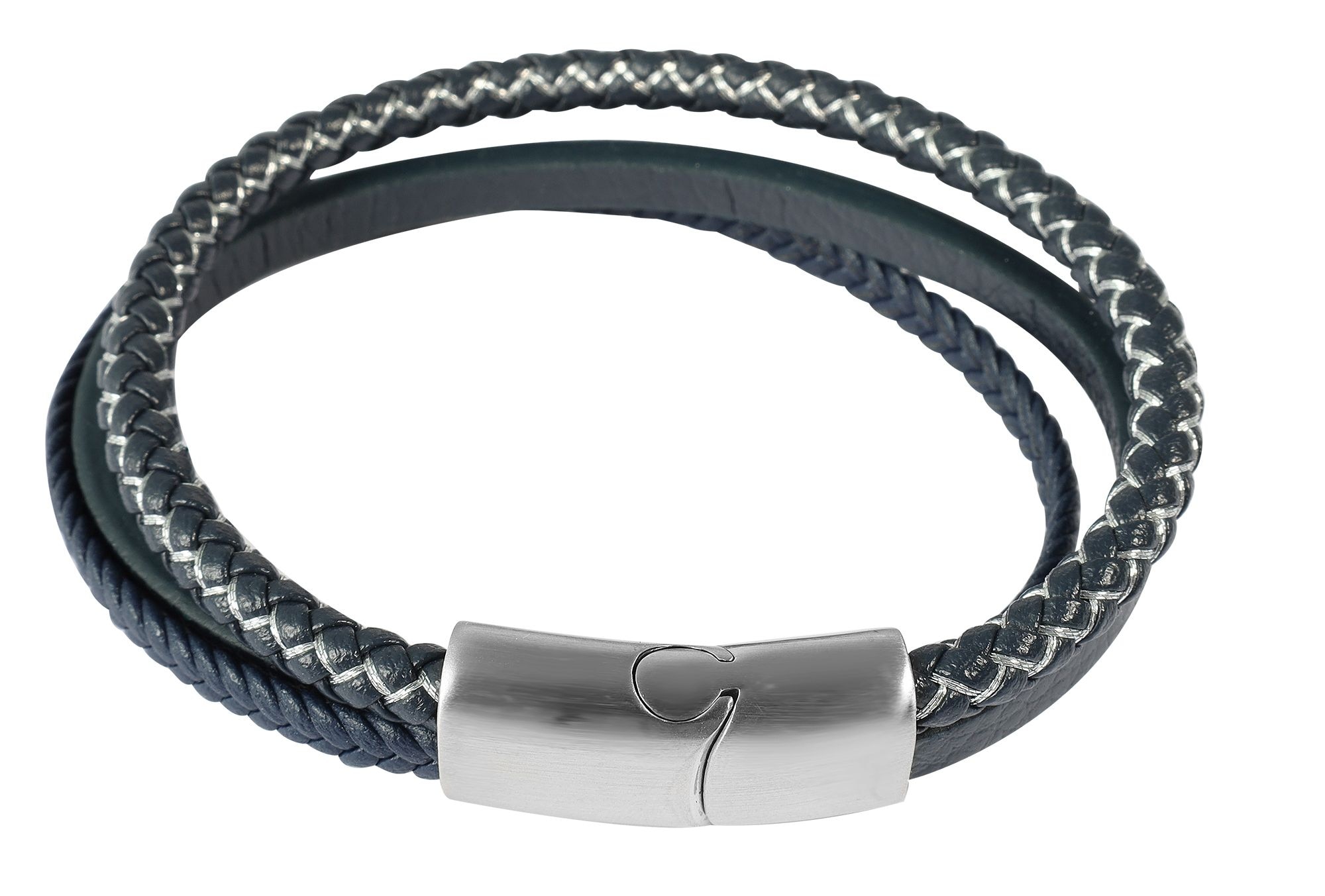 ADELIA ́S Herren Armband "Armband – Lederarmband aus Leder 21 cm", 21cm, Leder, blau, Leder, Armbänder, Perfekt als Geschenk zum Valentinstag