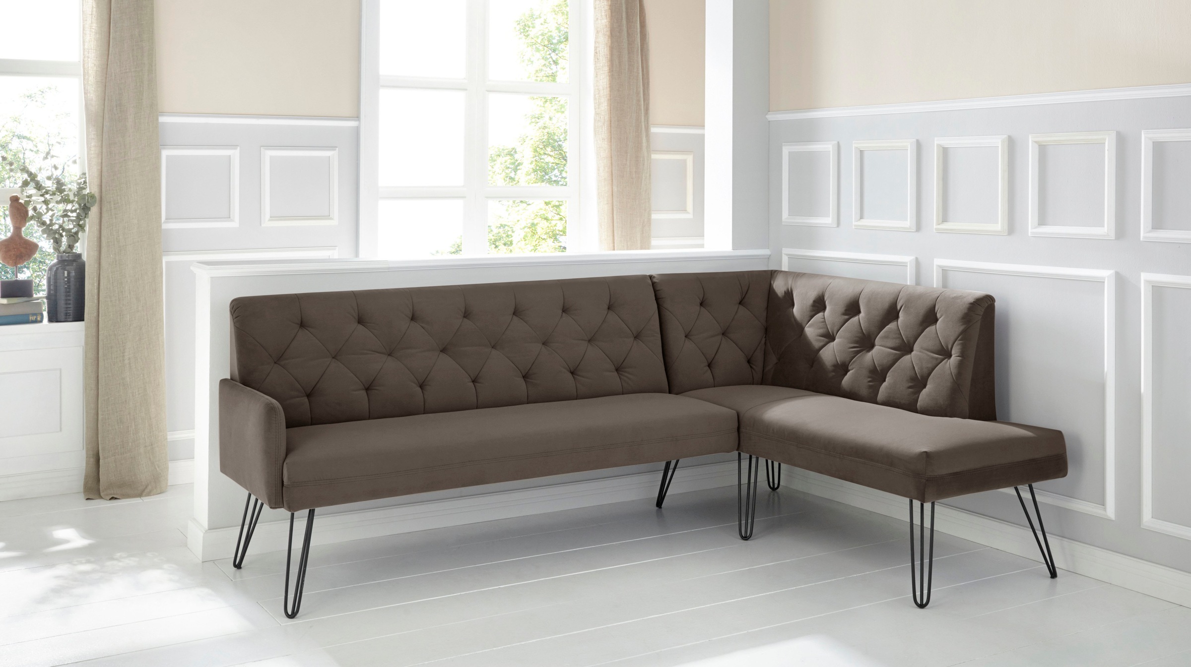 exxpo - sofa fashion Eckbank "Doppio, Chesterfield Optik, komfortabel und b günstig online kaufen