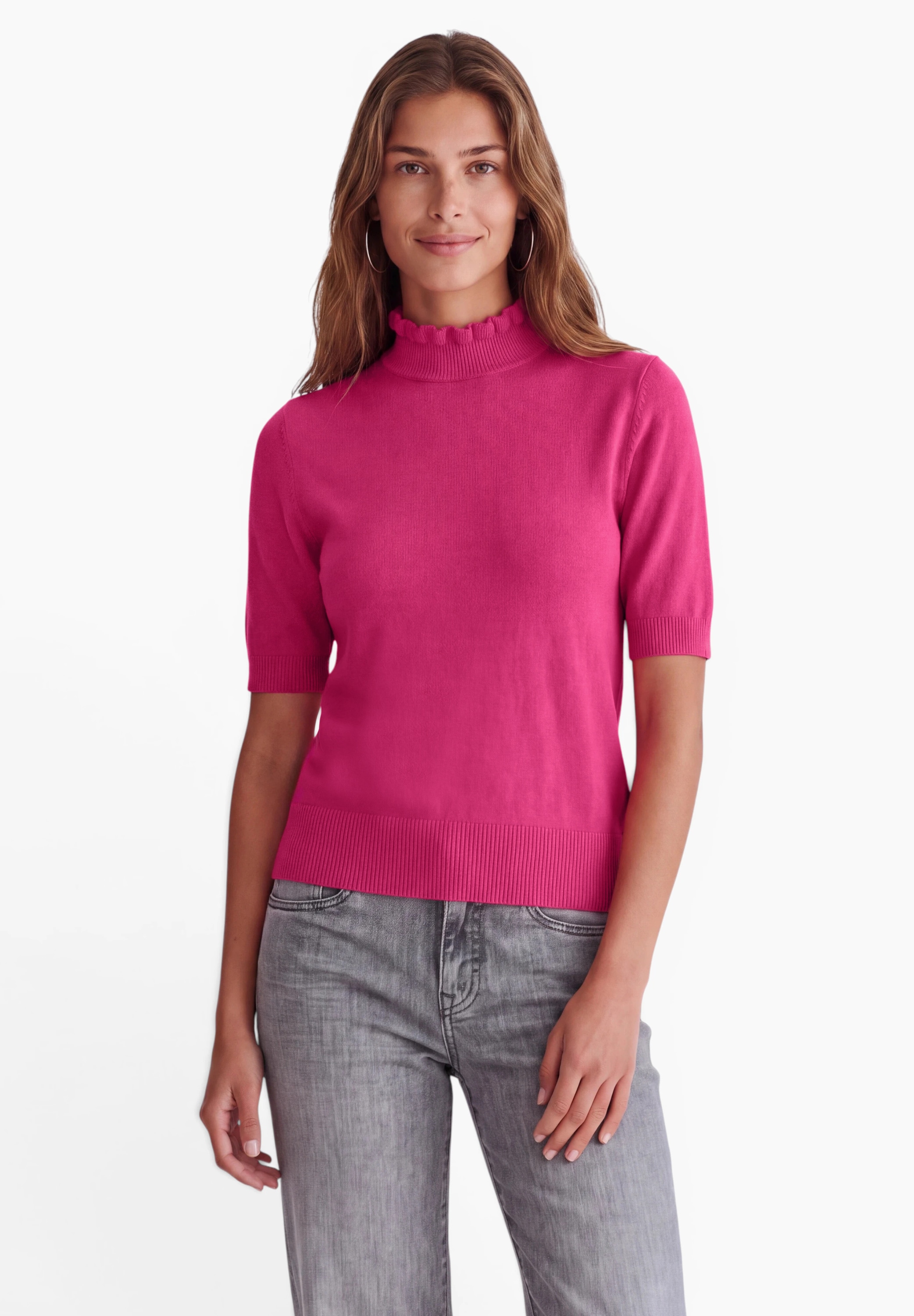 STREET ONE STUDIO Kurzarmpullover im soften Baumwoll-Mix