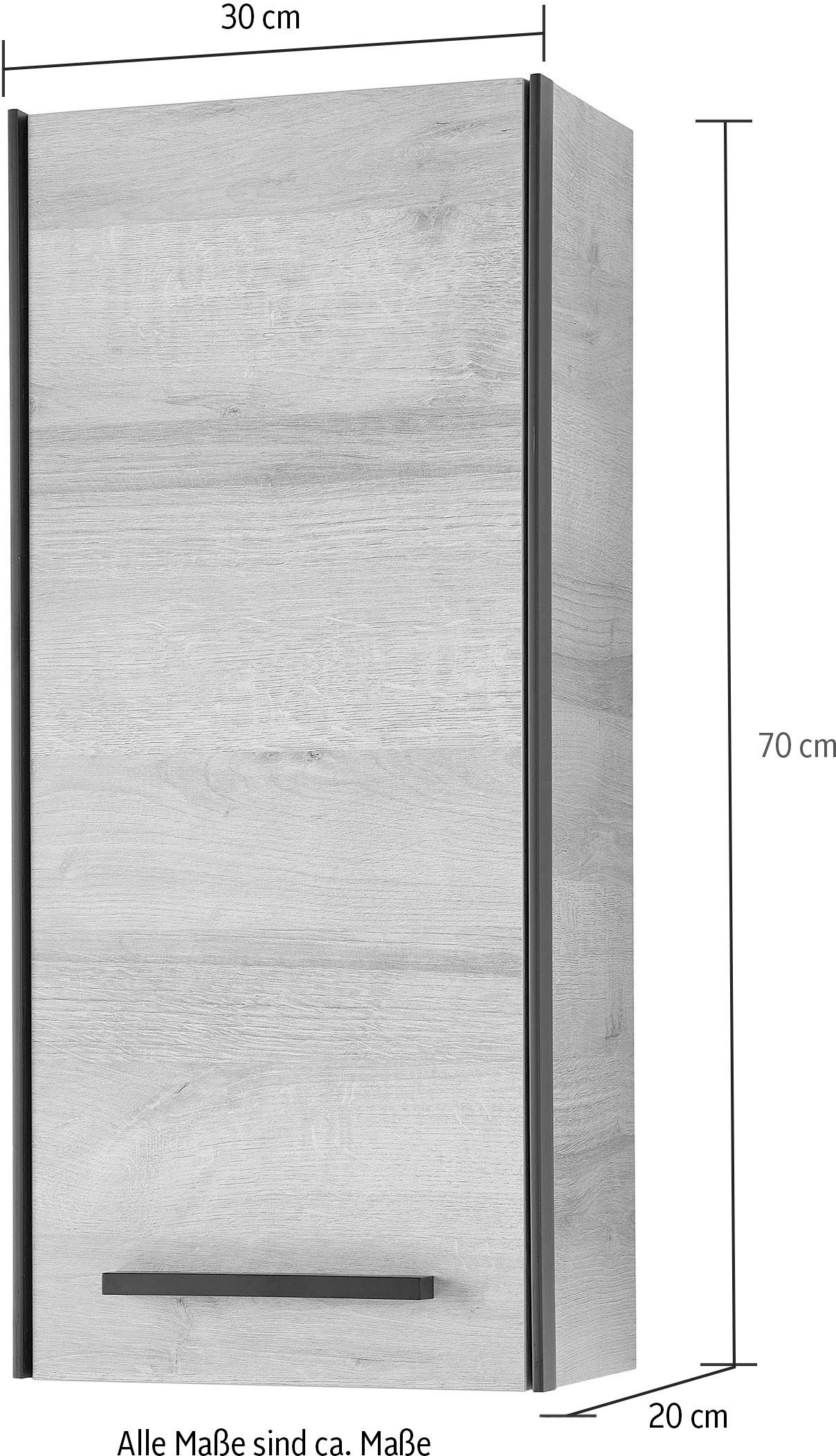 Saphir Hängeschrank »Quickset 395 Wand-Badschrank 30 cm breit mit 1 Tür und 2 Einlegeböden«, Badezimmer-Hängeschrank inkl. Türdämpfer, Griffe in Schwarz