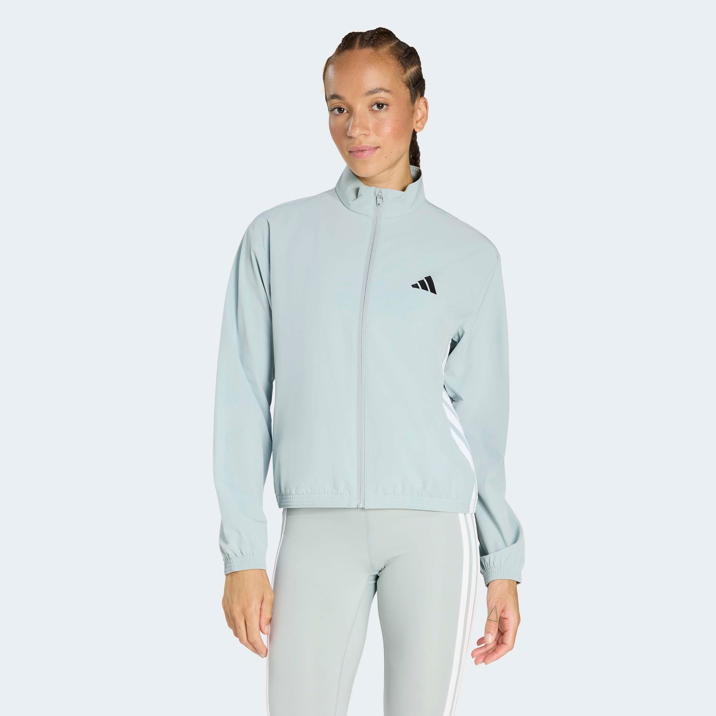 adidas Performance Trainingsjacke "TRAIN ESSENTIALS 3-STREIFEN WOVEN WARM-UP" mit Elasthan-Anteil, normale Länge