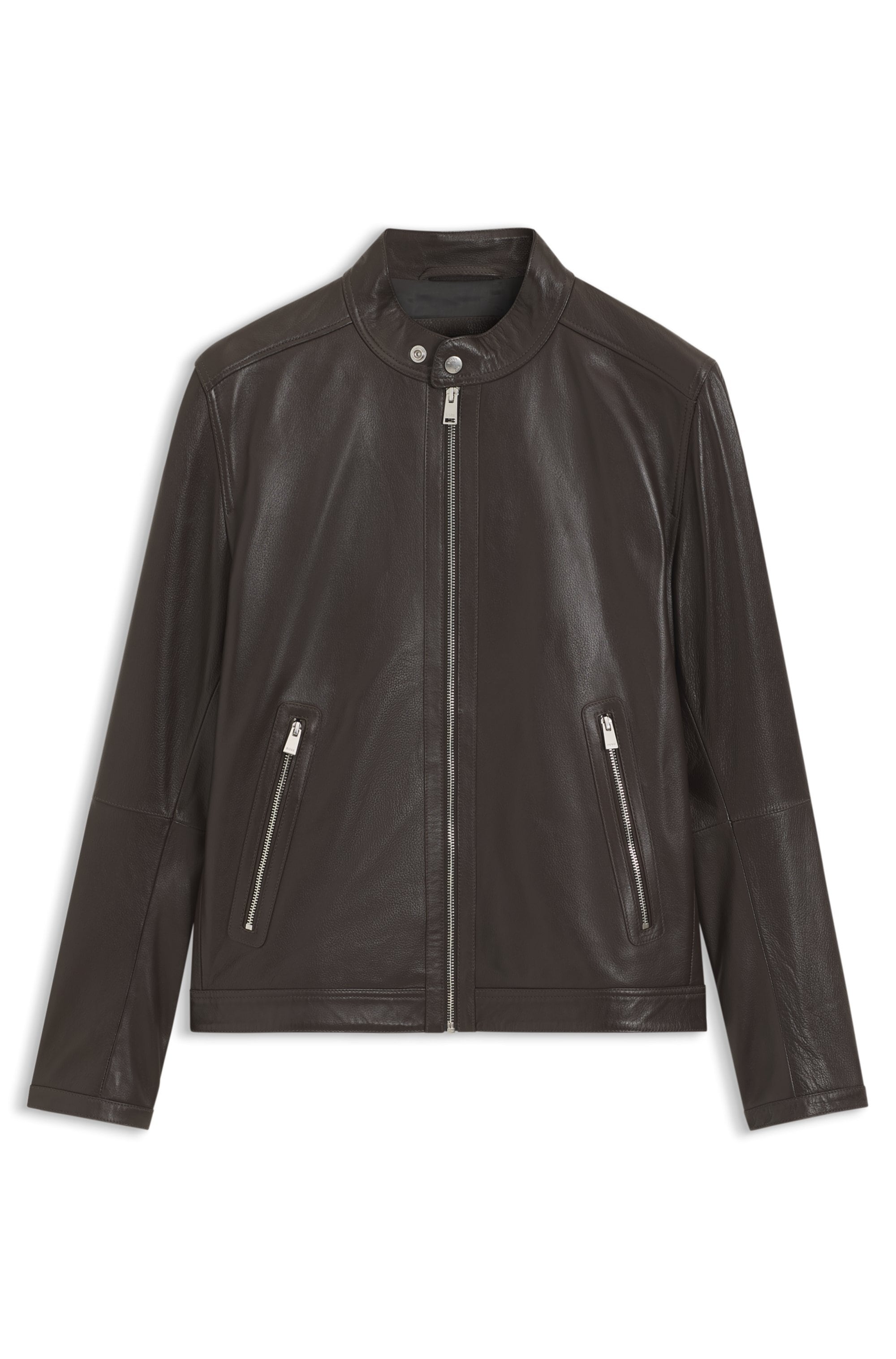 BOSS Lederjacke »H Mansell« Stehkragen, genarbtes Leder, Regular Fit