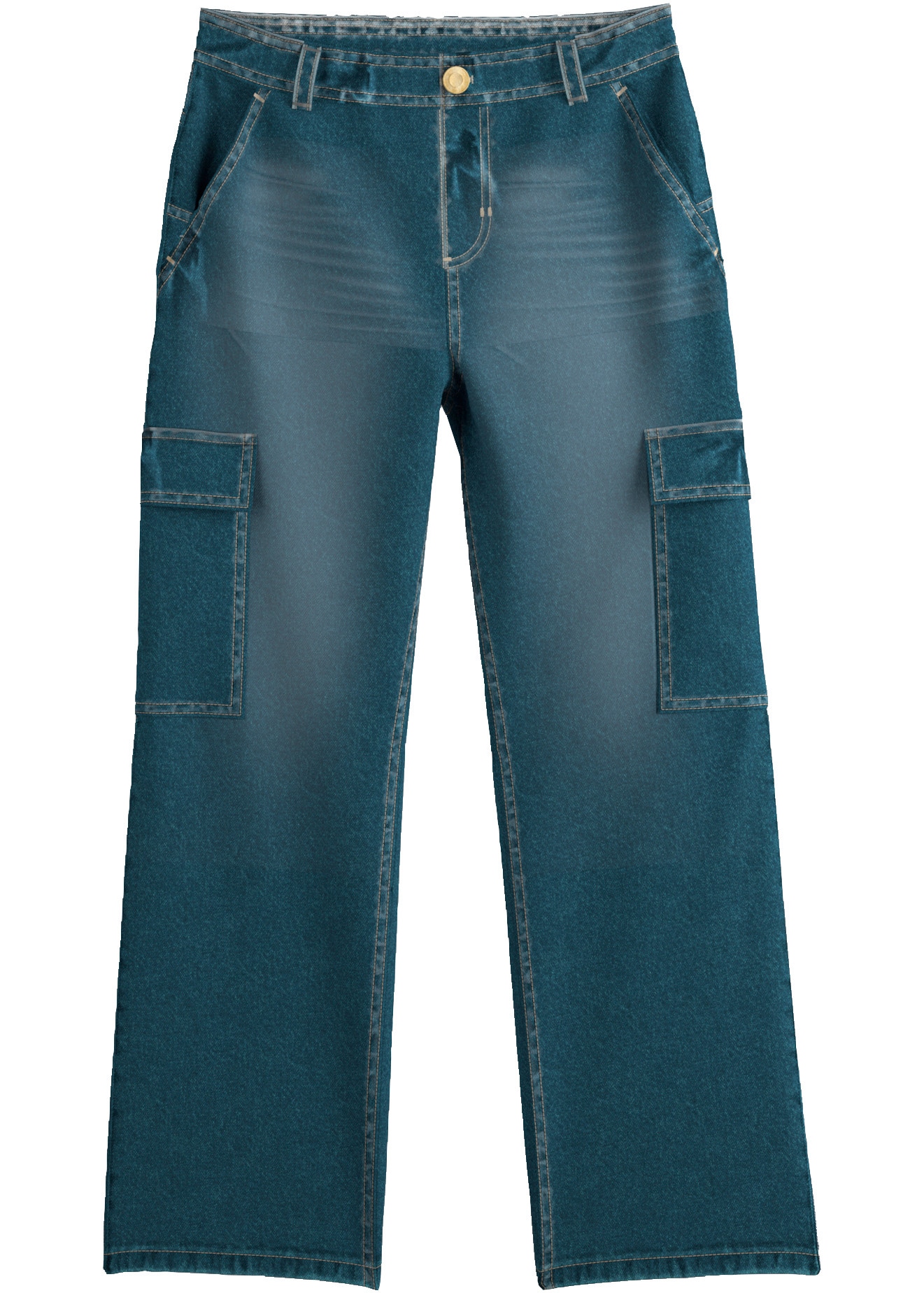 bonprix Cargojeans mit aufgesetzten Cargo-Taschen, Wide-Leg-Schnitt, Loose Fit