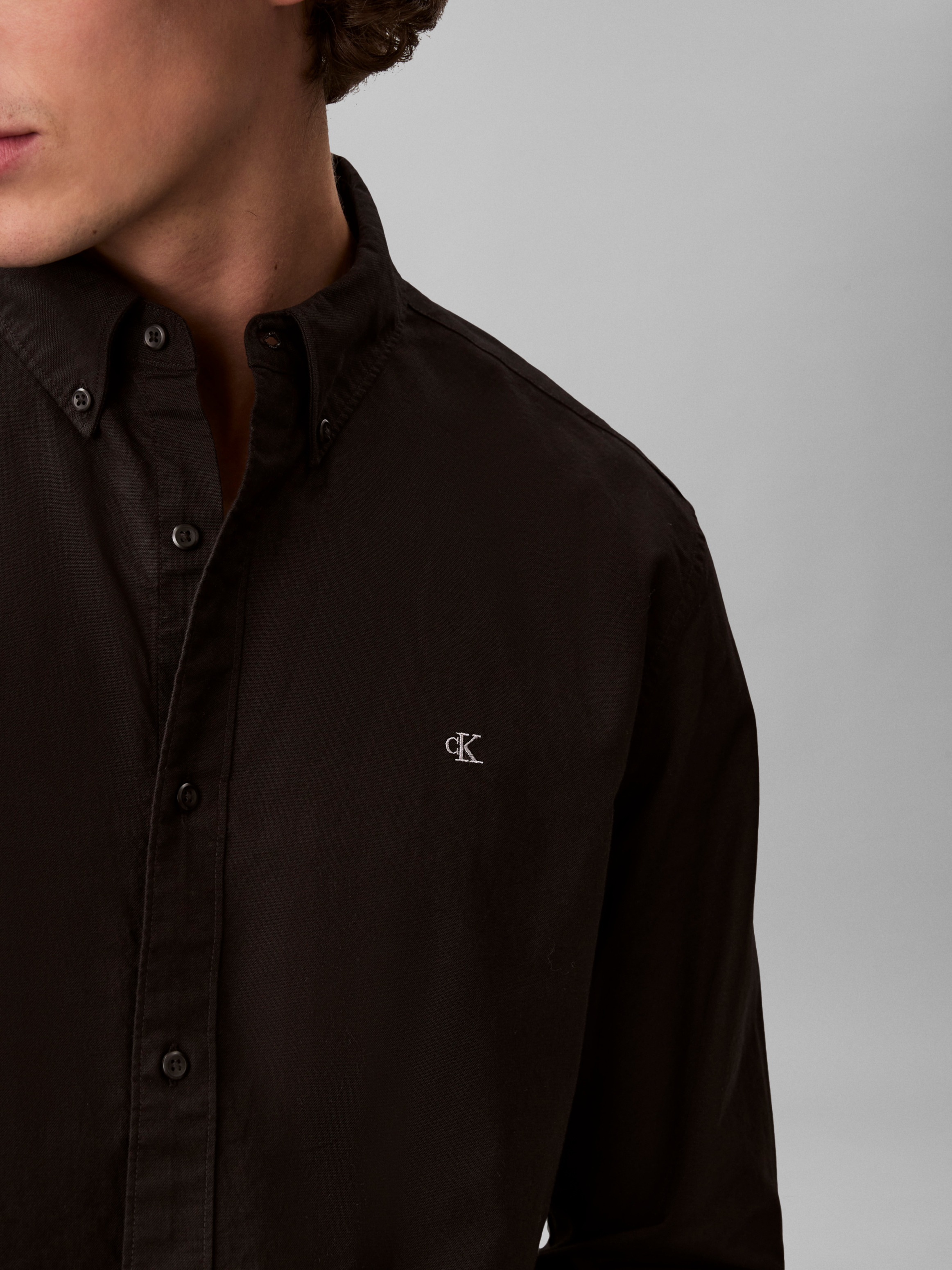 Calvin Klein Langarmhemd »LS SOLID OXFORD CLASSIC SHIRT« Mit Rundhalsausschnitt
