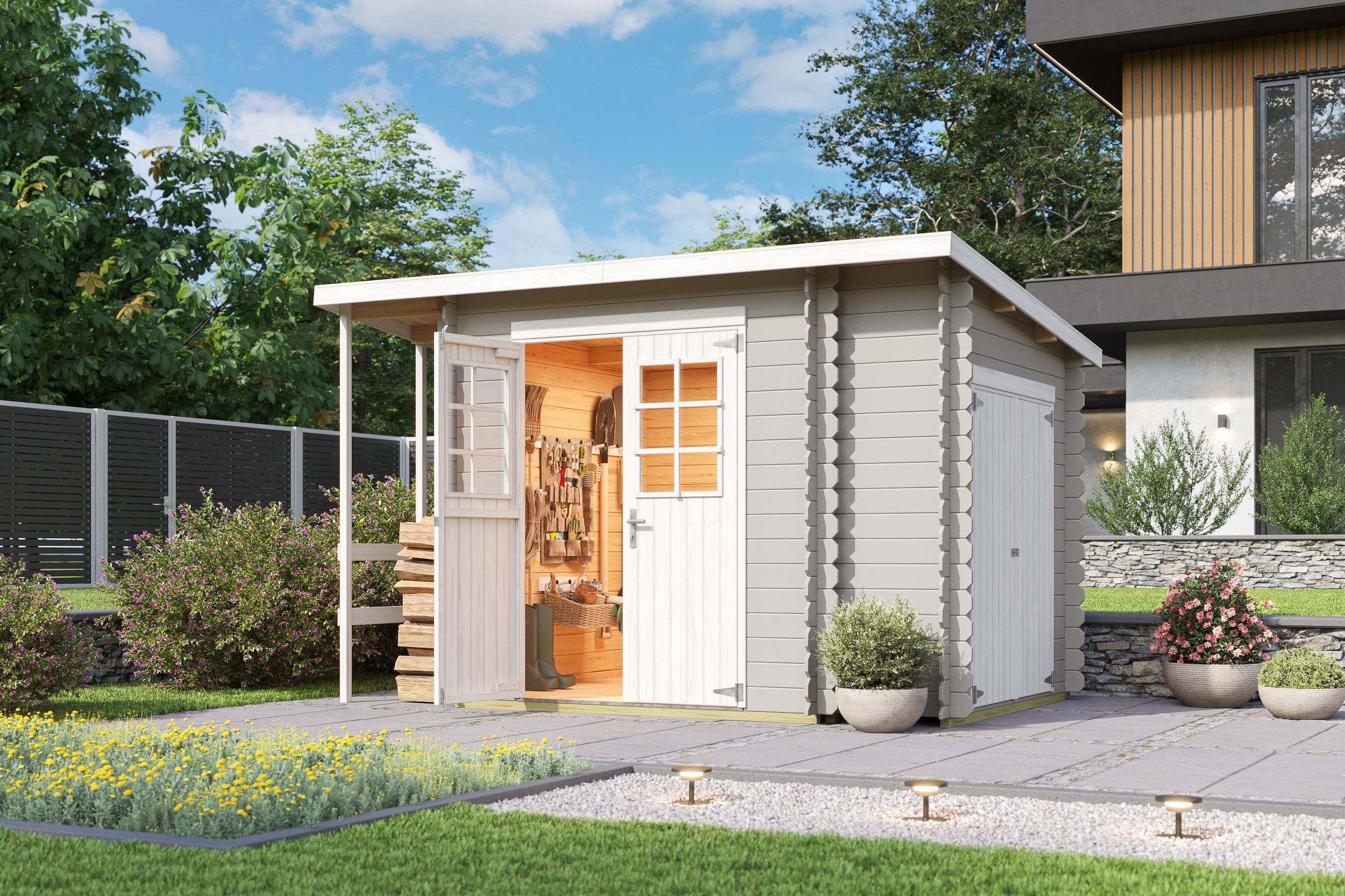 Nordic Holz Gartenhaus "Vilano 3", mit 3 getrennten Bereiche günstig online kaufen