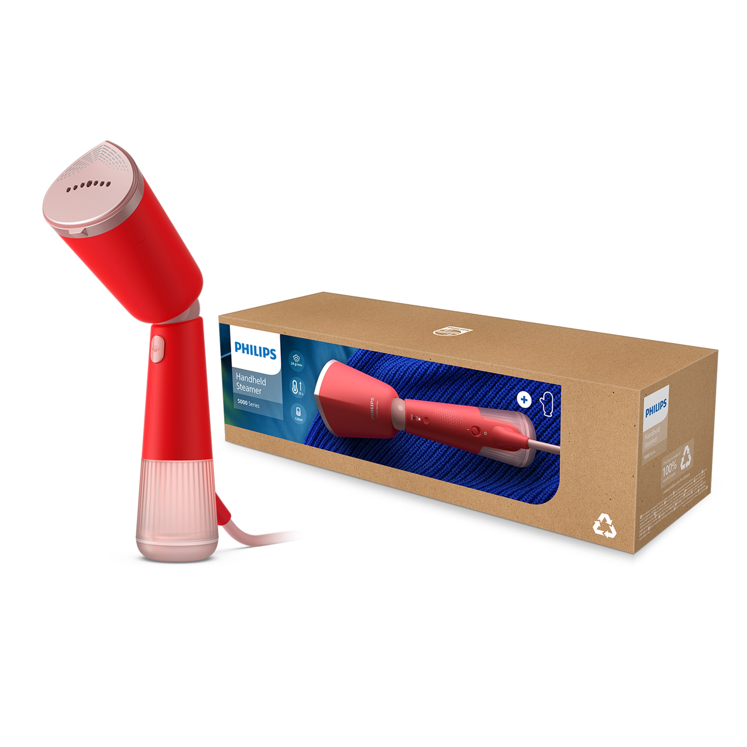 Philips Dampfbürste »STH5020 "Styler", 120 ml abnehmbarer Wassertank, Metallplatte«, 1400 W, Steamer im schlanken Design, 2-in-1 Handschuh und Tasche inkl.