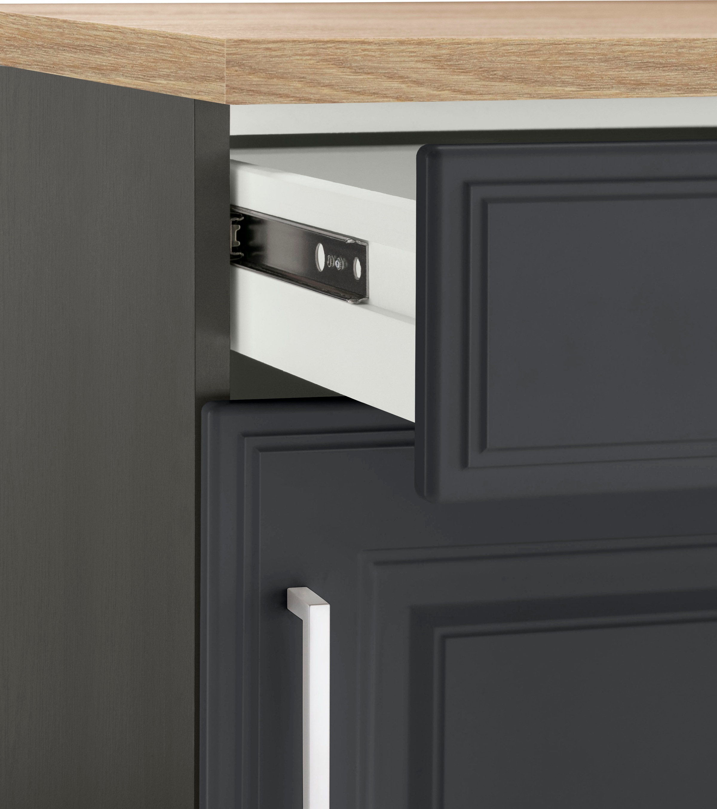 KOCHSTATION Winkelküche »KS-Stockholm«, Stellbreite 220/310 cm, mit hochwertigen MDF Fronten im Landhaus-Stil