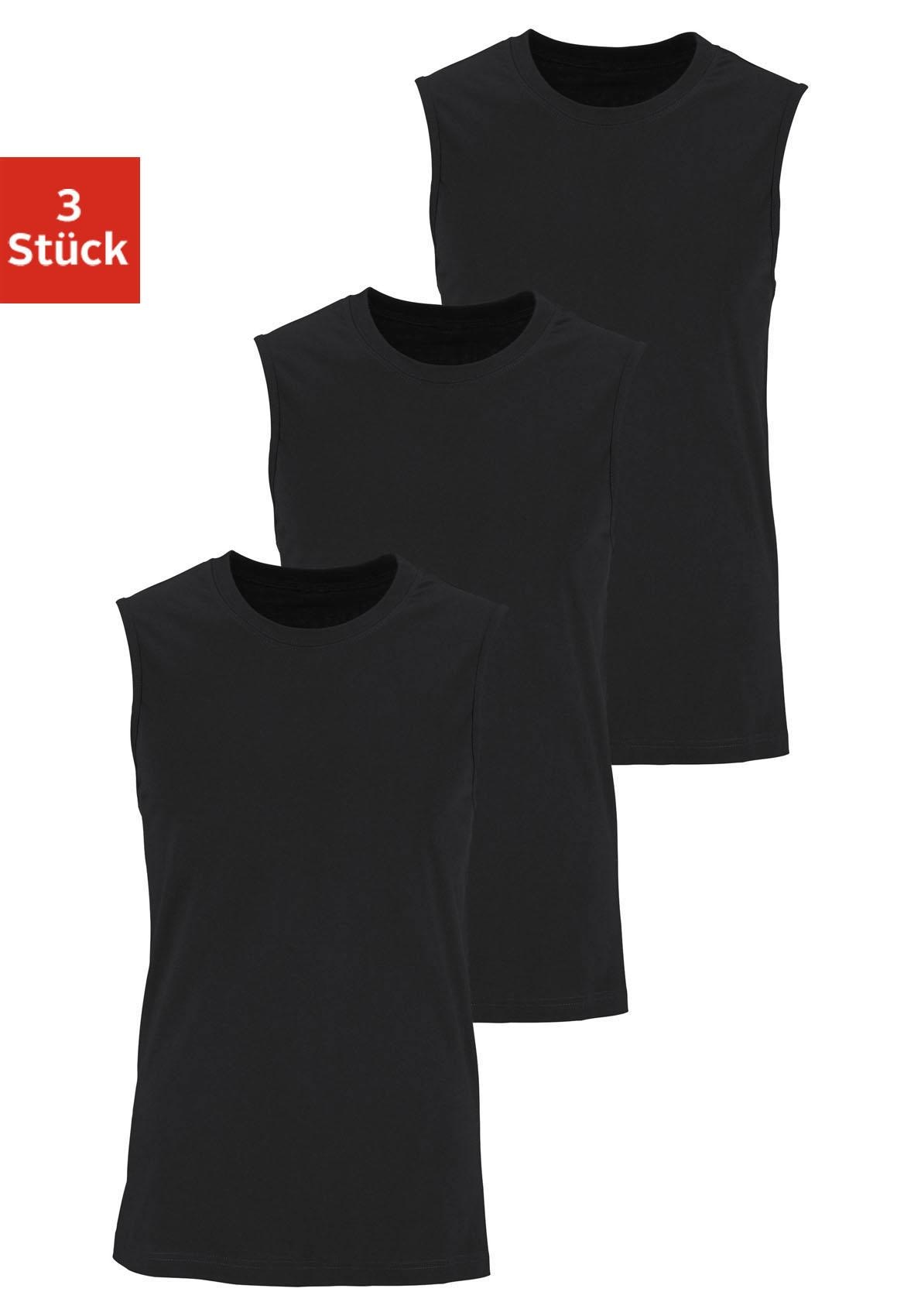 Muscleshirt, (Packung, 3 tlg.), mit Rundhalsausschnitt