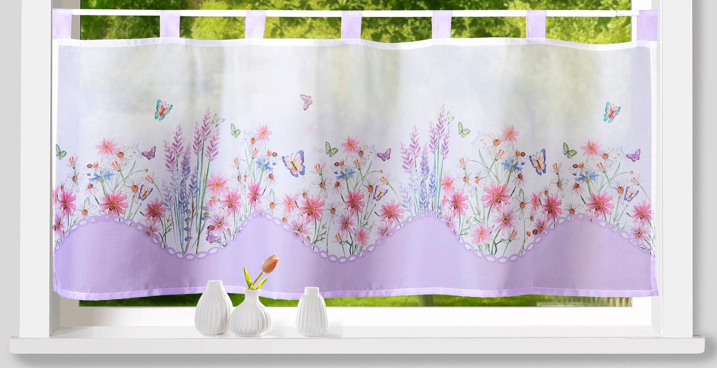 Weckbrodt Scheibengardine "Leonie" Schlaufen 1 Stk. tlg. Bistro, Voile, bed günstig online kaufen