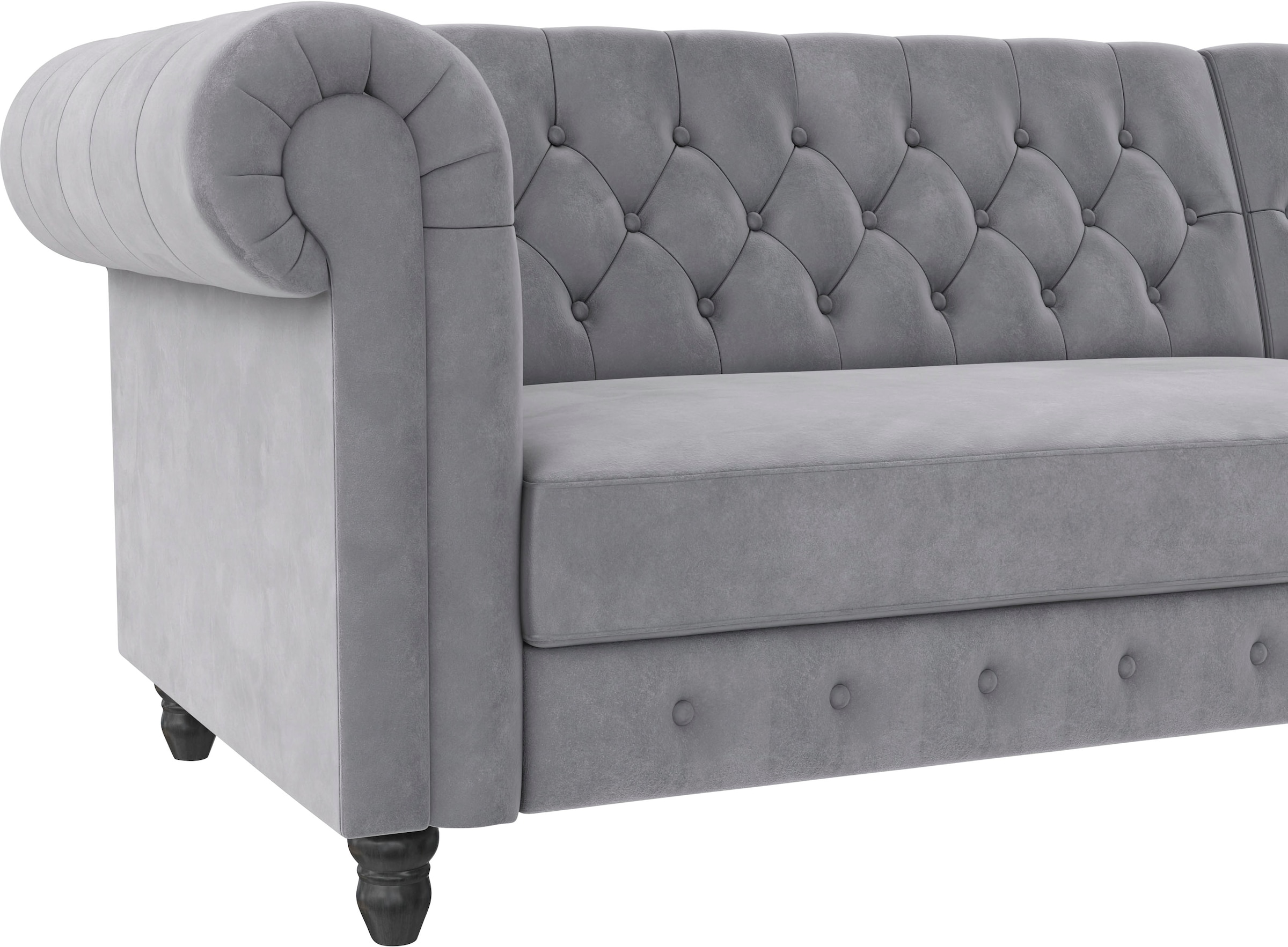 Dorel Home Ecksofa »Felix, L-Form, 241 cm (Liegefl.108x195 cm), Recamiere tauschbar,«, verstellb. Rückenlehne, Bett-Funktion, Velours, Kunstleder, Vintage