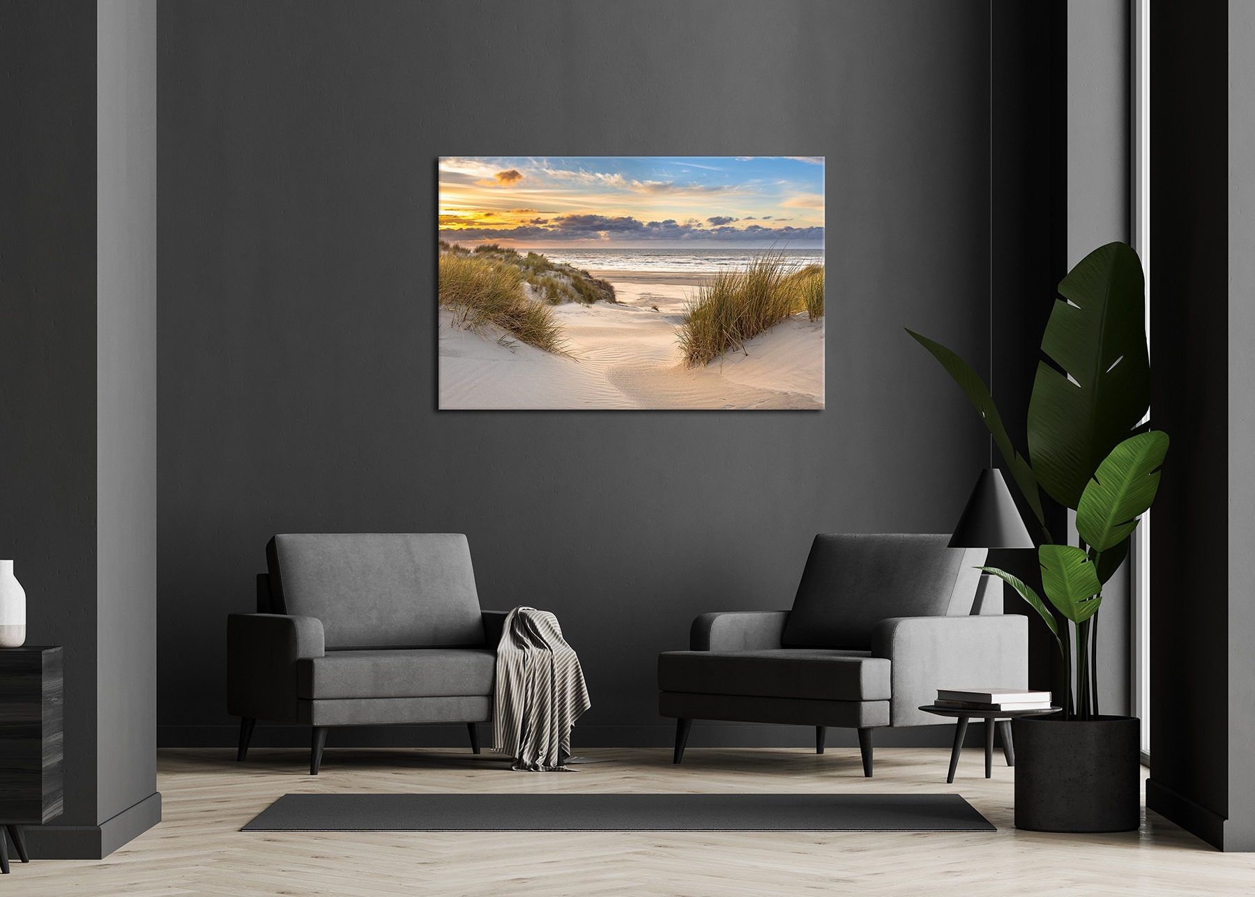 Bönninghoff Leinwandbild »Wandbild STRAND 78x118 cm – Leinwandbild Keilrahmen Deko modern« Strand 1 Stk. tlg. auf Keilrahmen gespannt